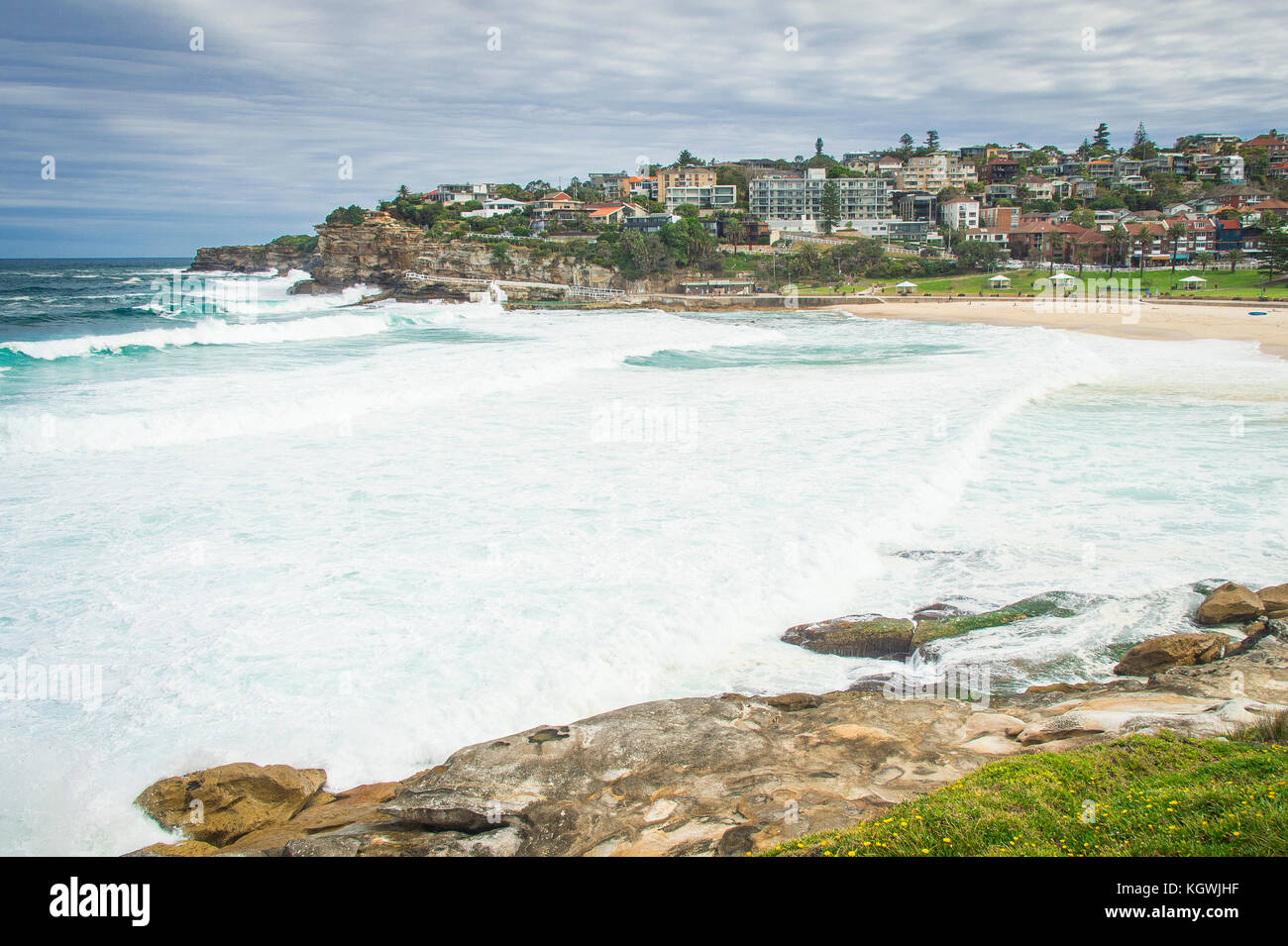 Dangerous surf conditions at Bronte Beach in Sydney, NSW, Australia