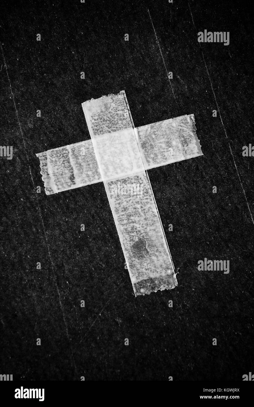 White Cross on black background Stock Photo Alamy