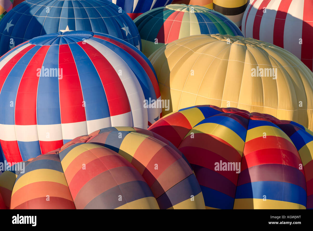 Overlooking Multiple Hot Air Balloons Stock Photo