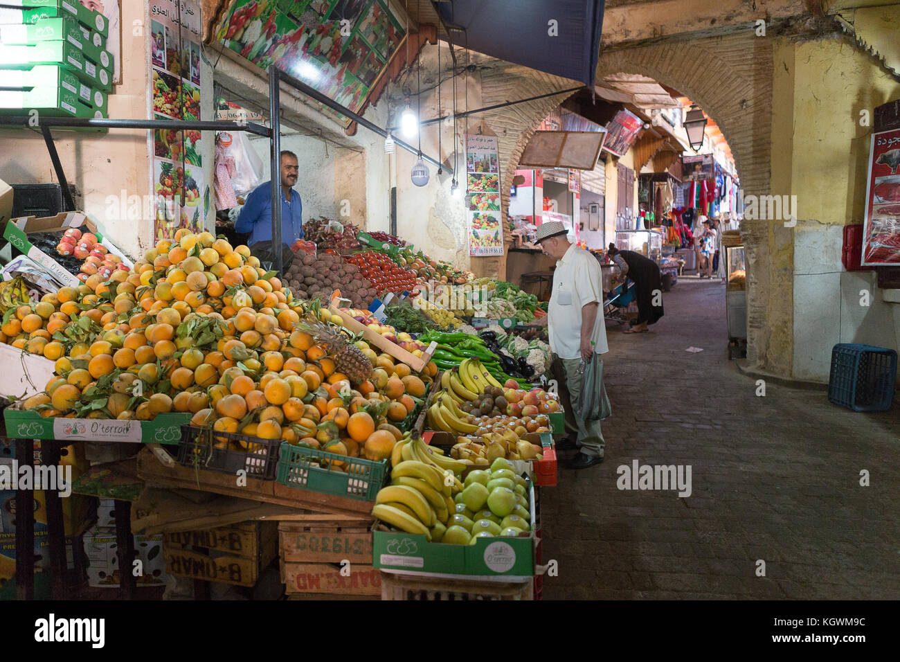 Street Market in The Medina (Old City), Fez, Morocco. Stock Photo