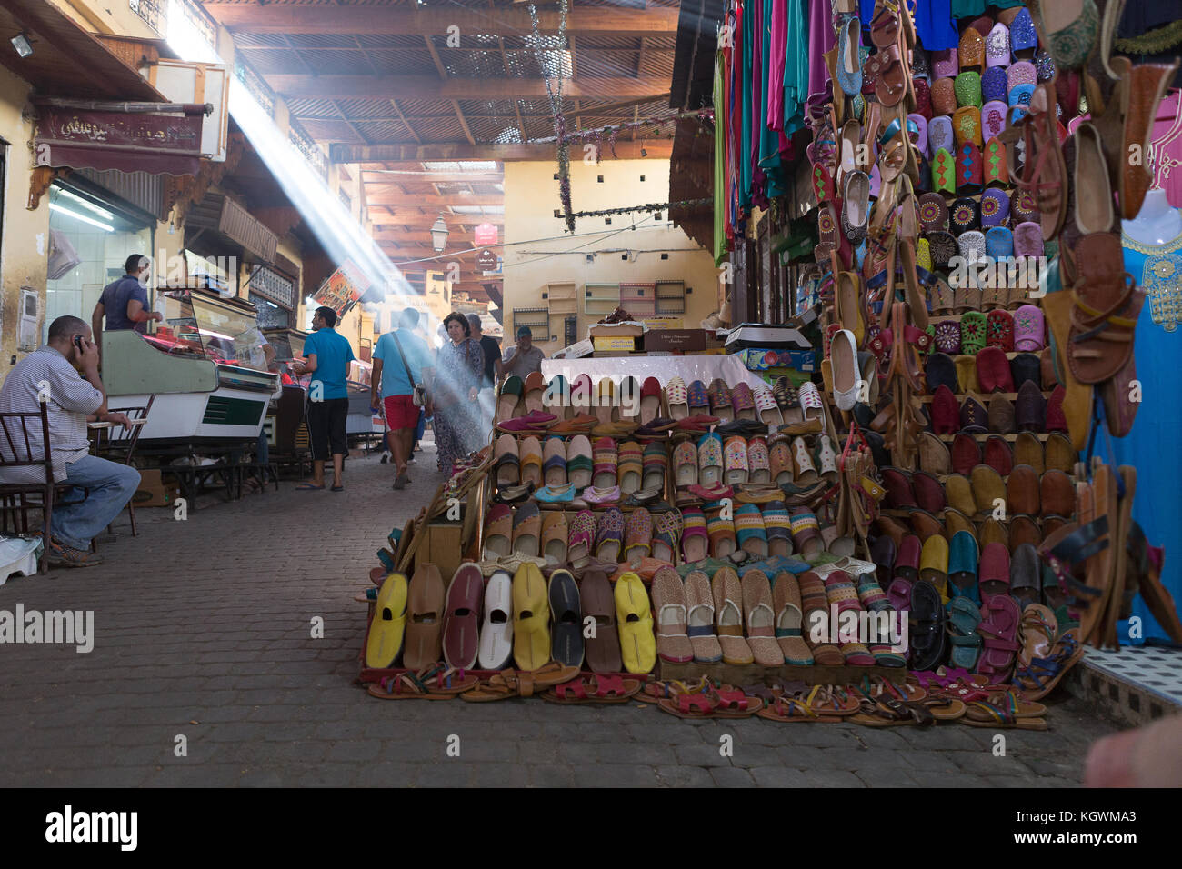 Street Market in The Medina (Old City), Fez, Morocco. Stock Photo