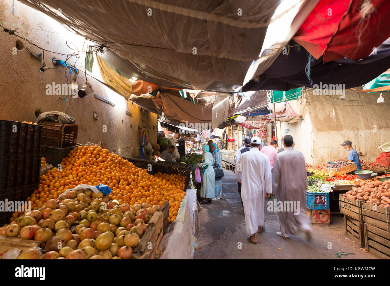 Street Market in The Medina (Old City), Fez, Morocco. Stock Photo