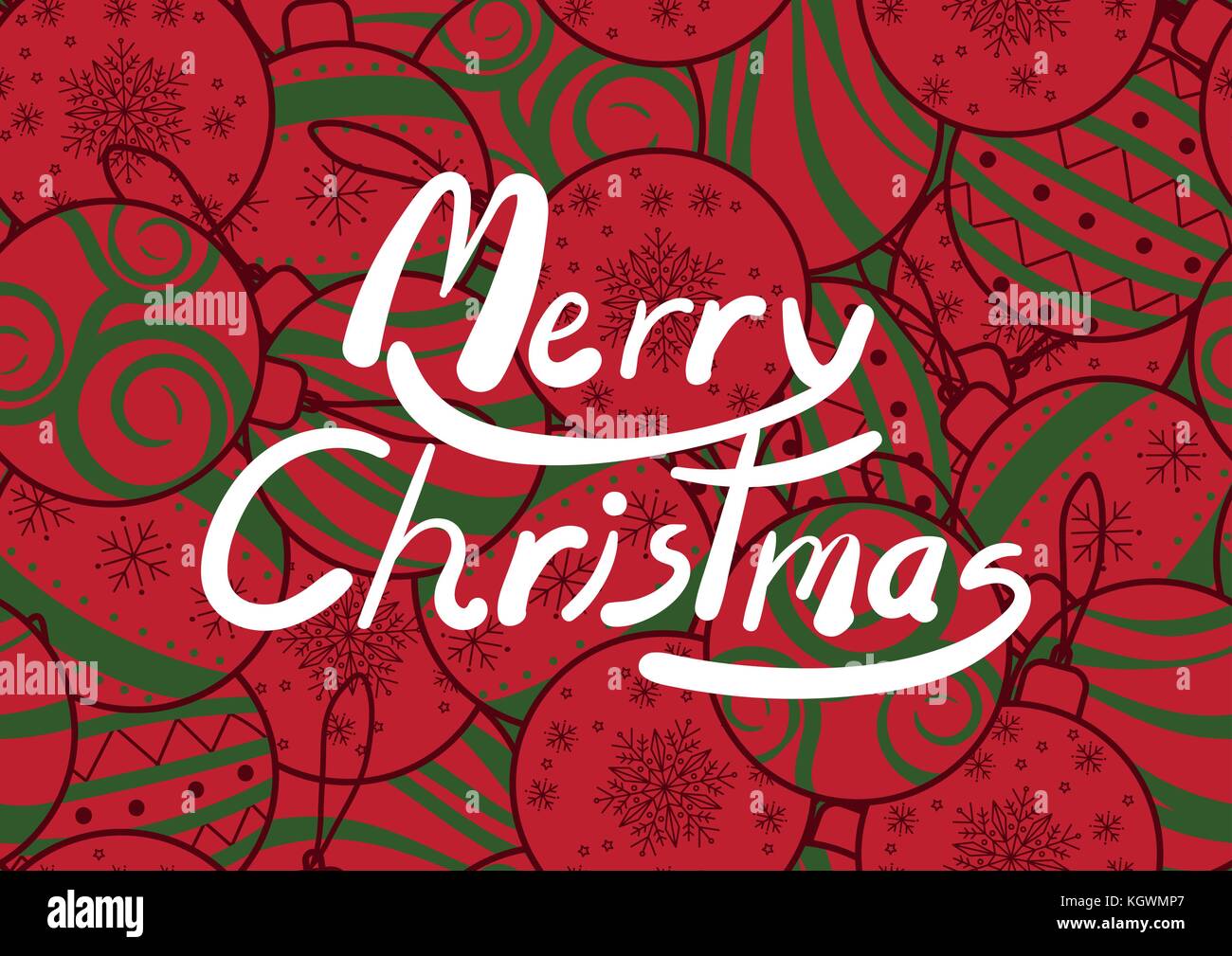 Poster design for Christmas in simple flat style. Seamless background design in colorful with various random Christmas ornament in red and green color Stock Vector