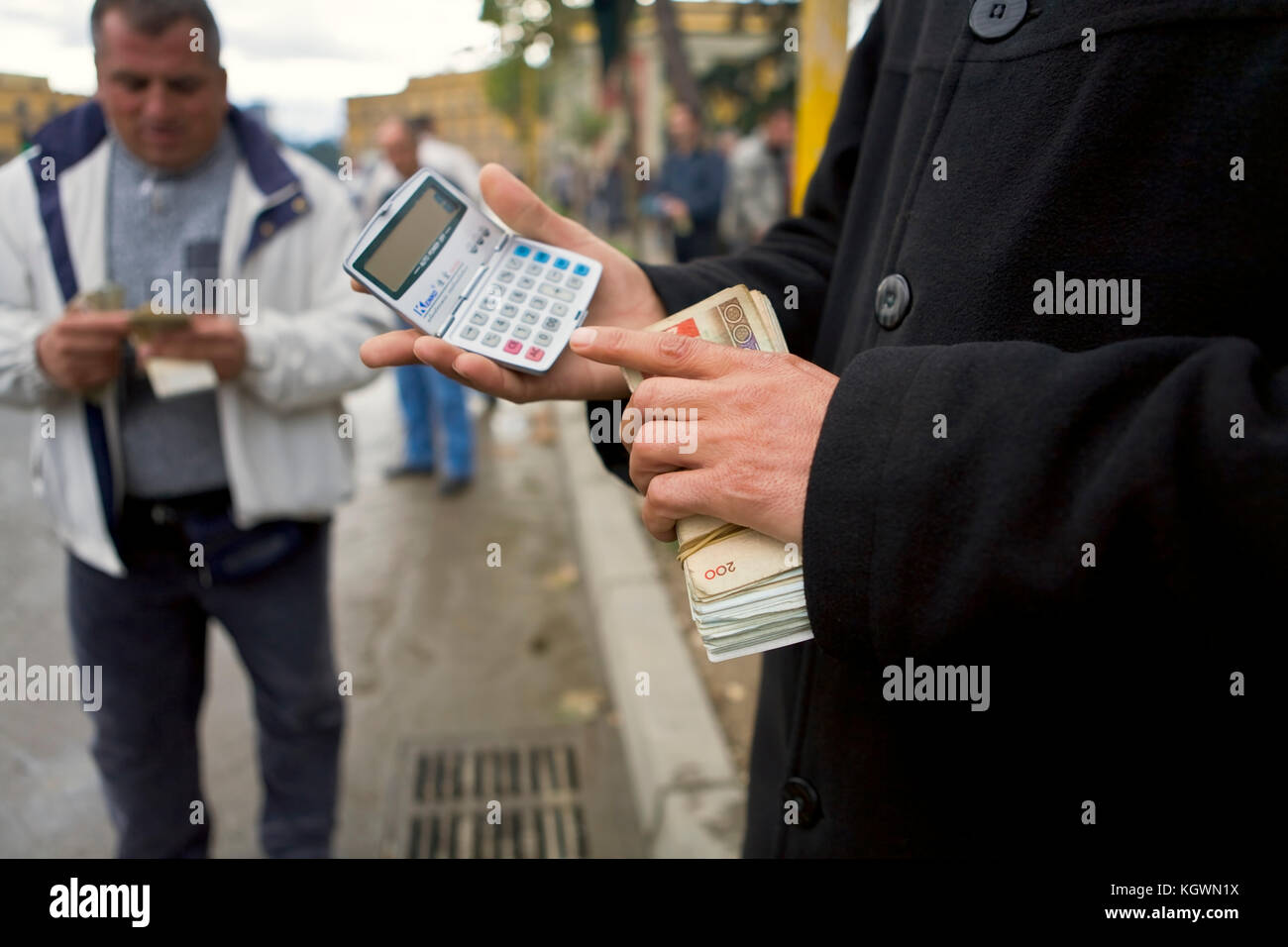 Money Changer, Albania. Stock Photo