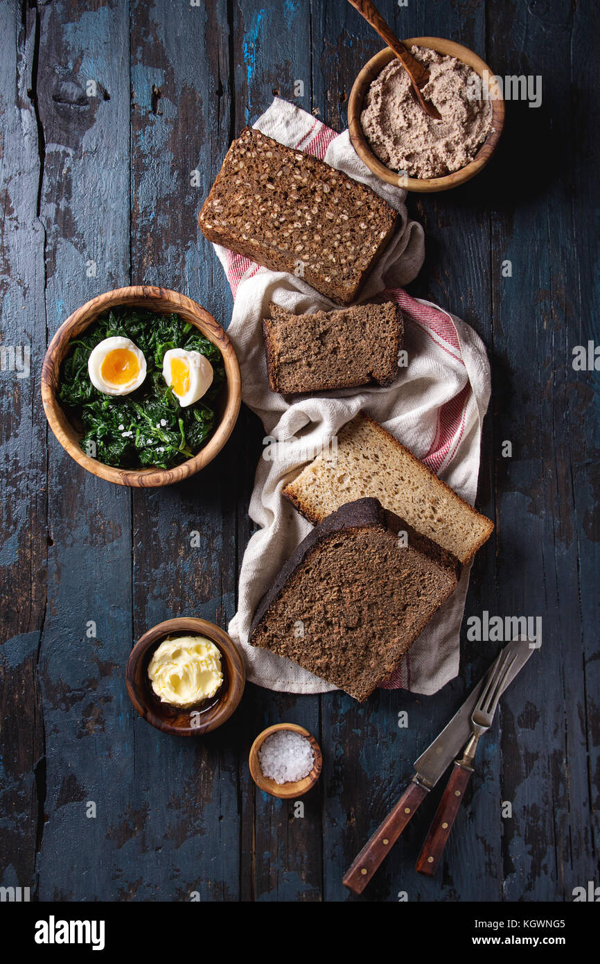 Breakfast with rye bread Stock Photo Alamy