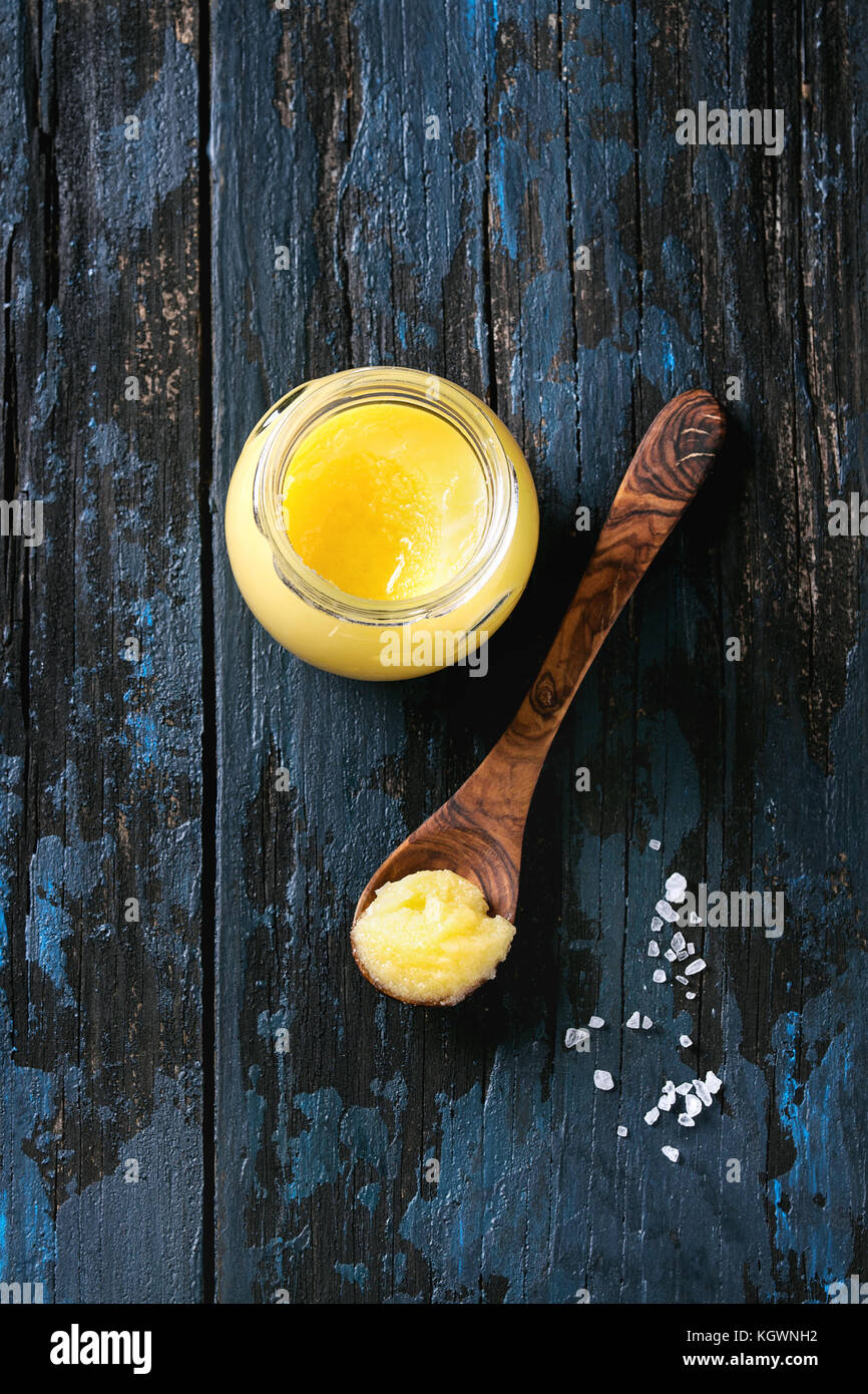 Glass of ghee butter Stock Photo