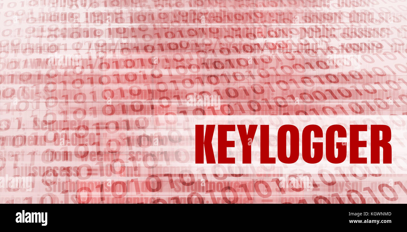 Keylogger Alert on a Red Binary Danger Background Stock Photo