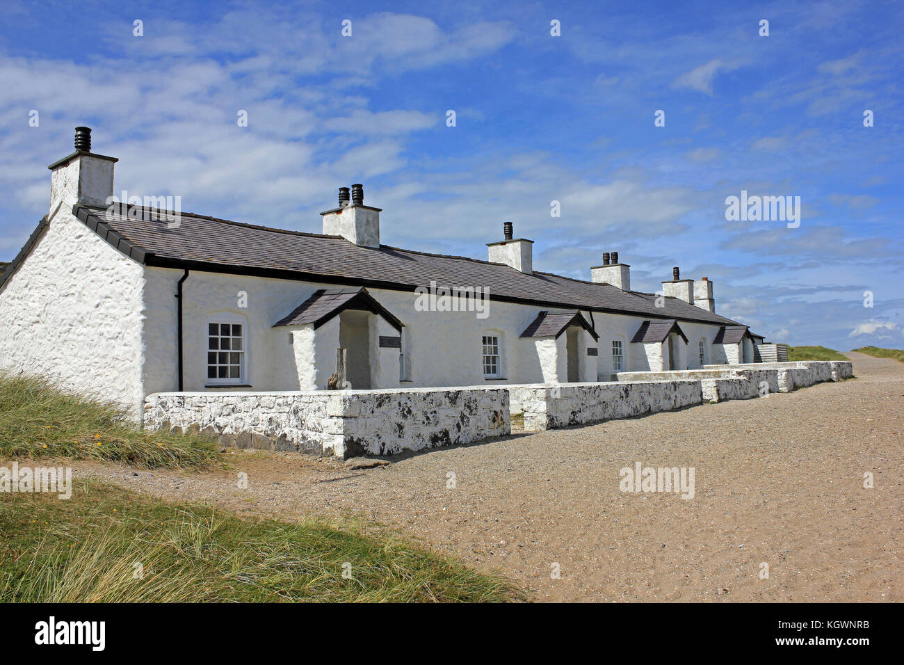 Pilot's Cottages on Llandwyn Island, Anglesey Stock Photo