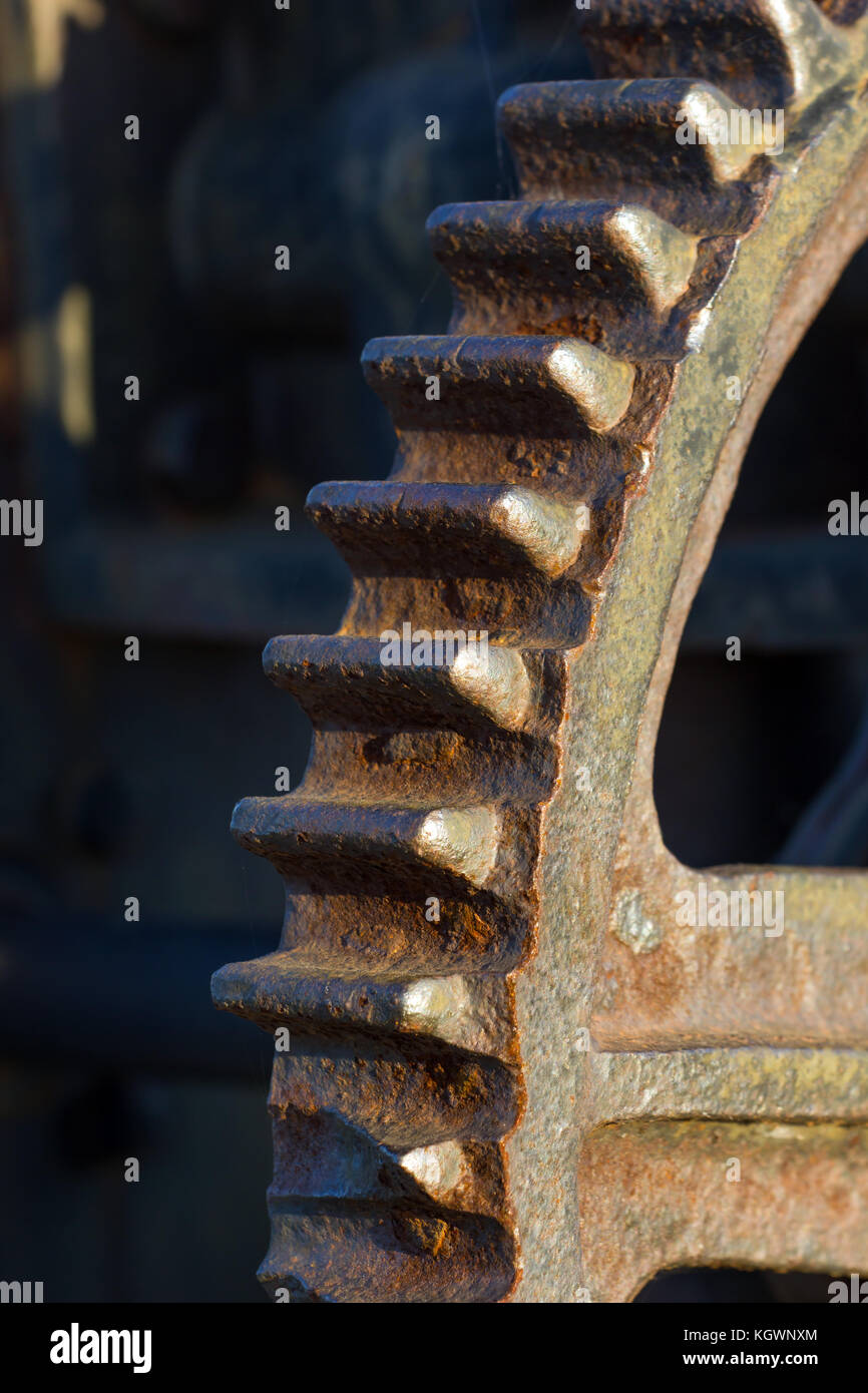 closeup of a gear from an old weight lift machine in the port Stock ...