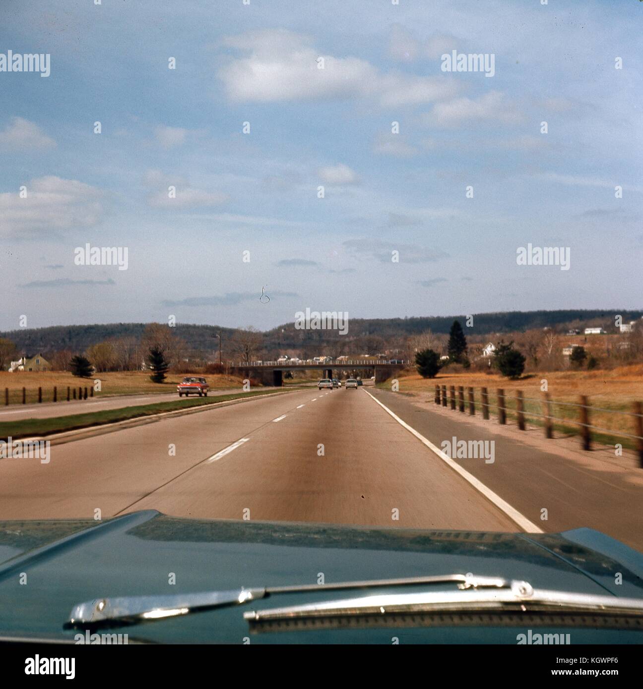 View From The Front Passenger Seat Of A Car Traveling - 