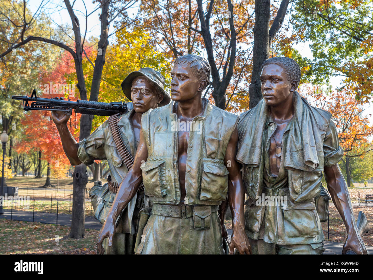 Frederick Hart's statue entitled the The Three Servicemen (The Three Soldiers), Vietnam Veterans Memorial, Washington DC, USA Stock Photo