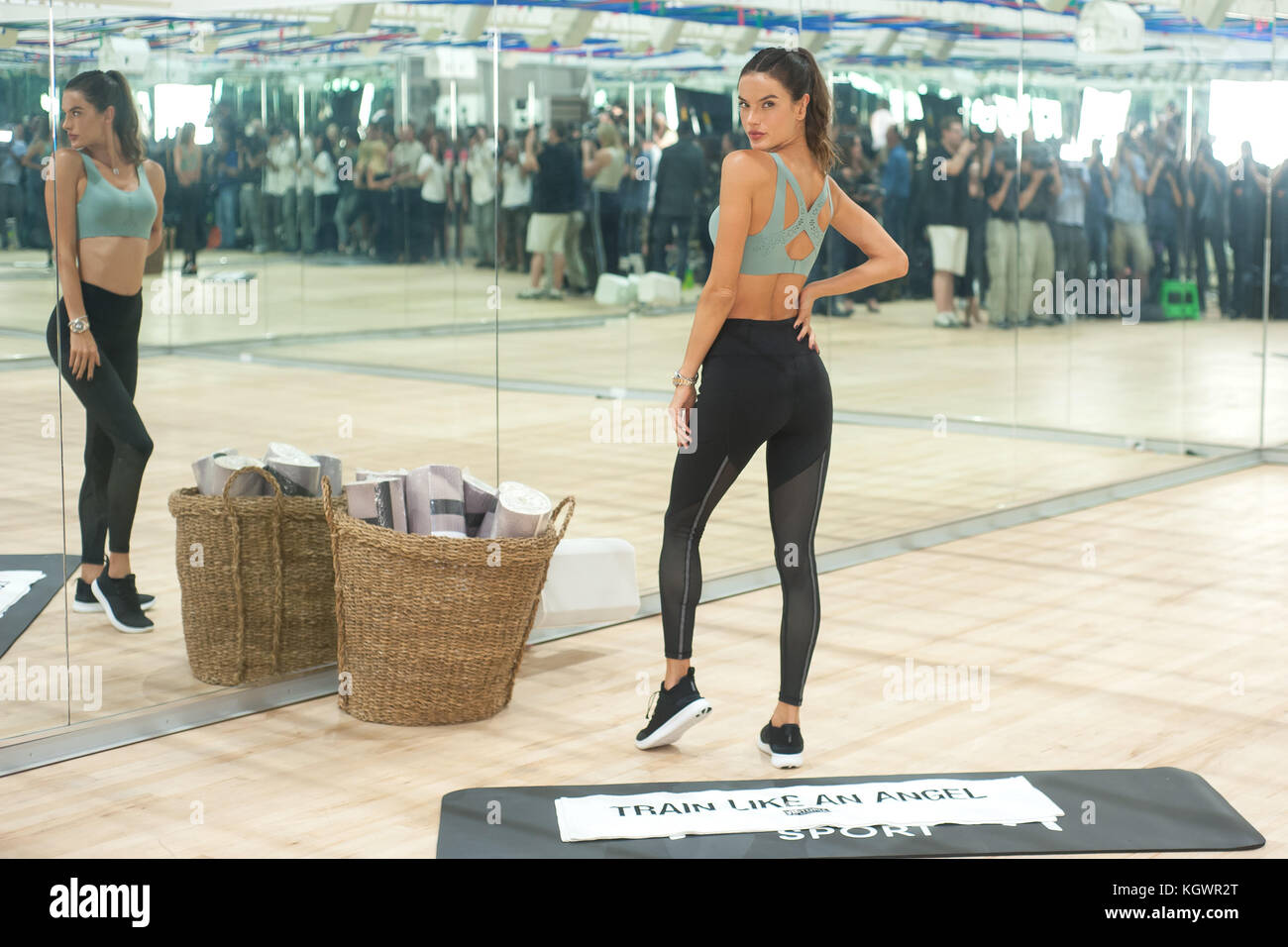 Alessandra Ambrosio models fitness wear for 'Train Like A Victoria's