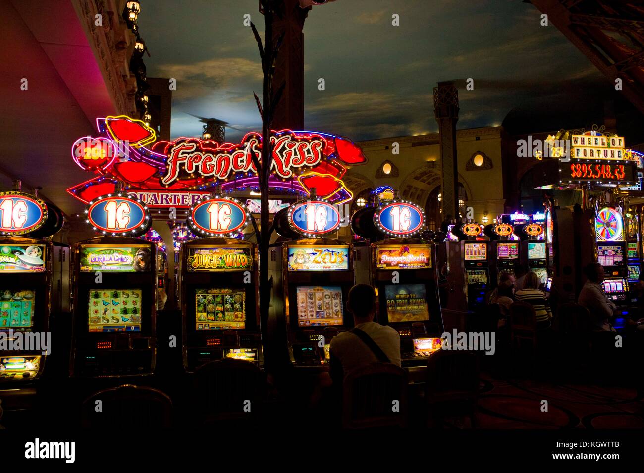 Slot machines inside Paris Las Vegas hotel and casino, Las Vegas, Nevada,  USA
