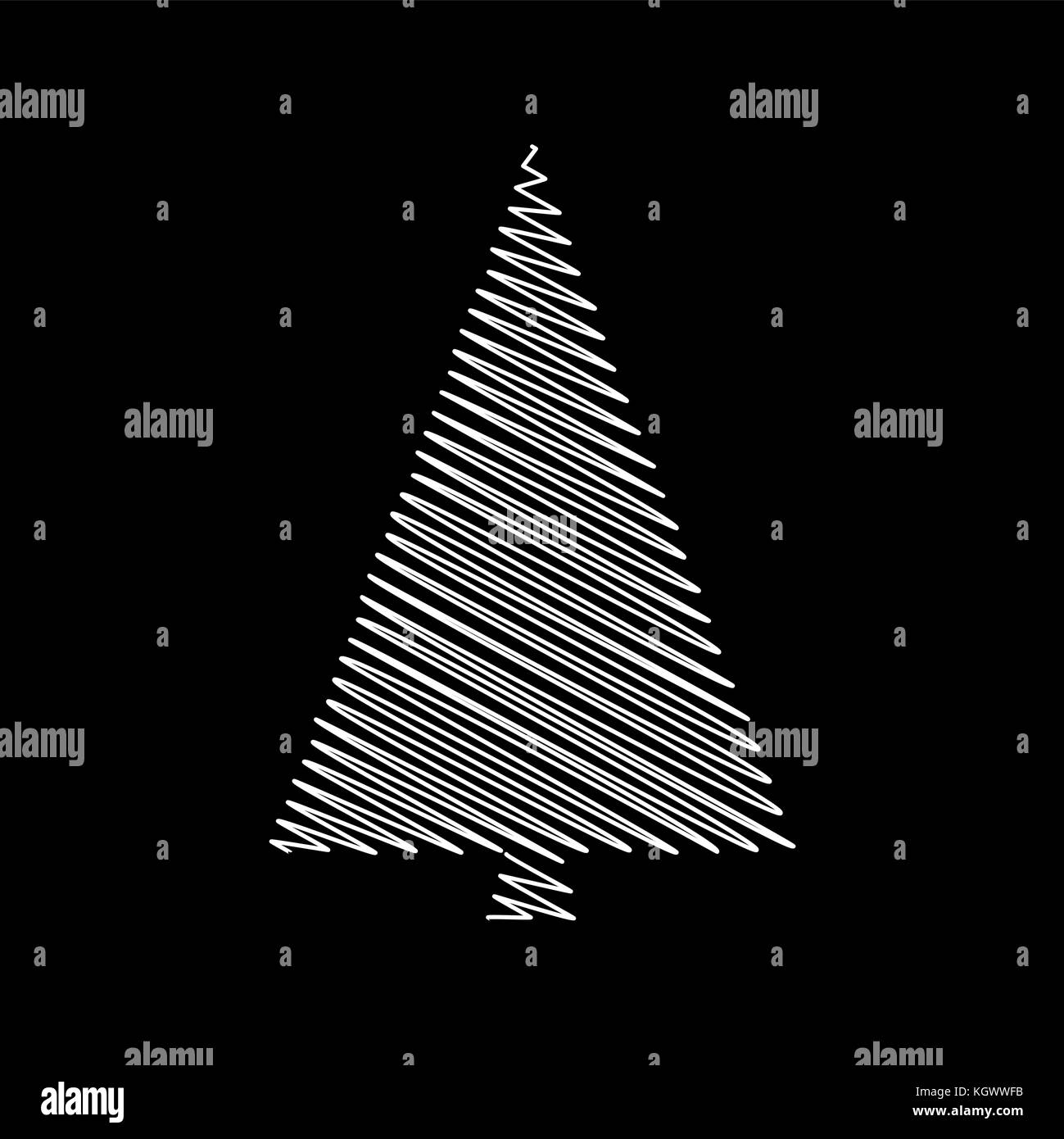 christmas tree scribble vectordesign isolated on black background Stock Vector