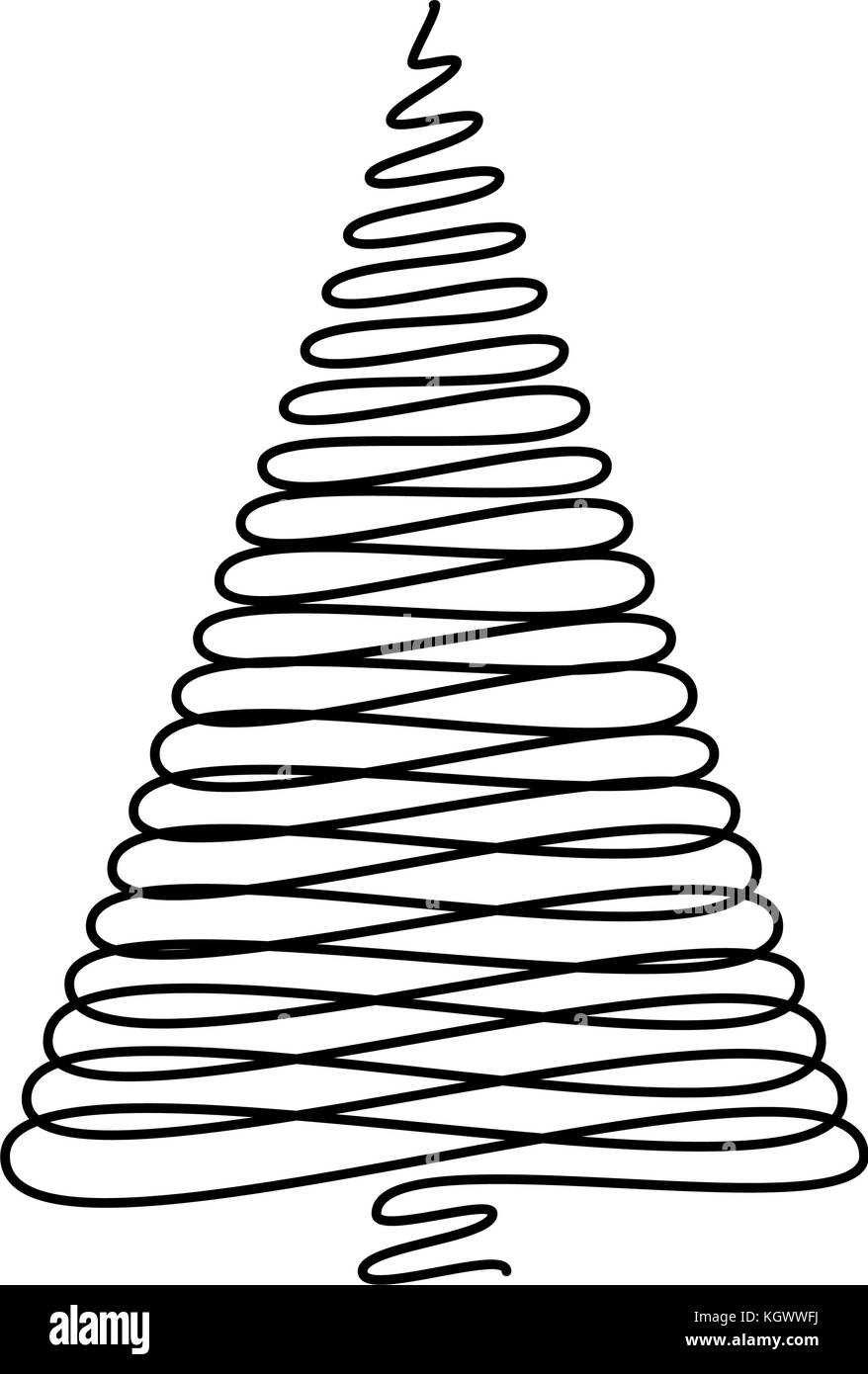 christmas tree scribble vector isolated on white background Stock Vector