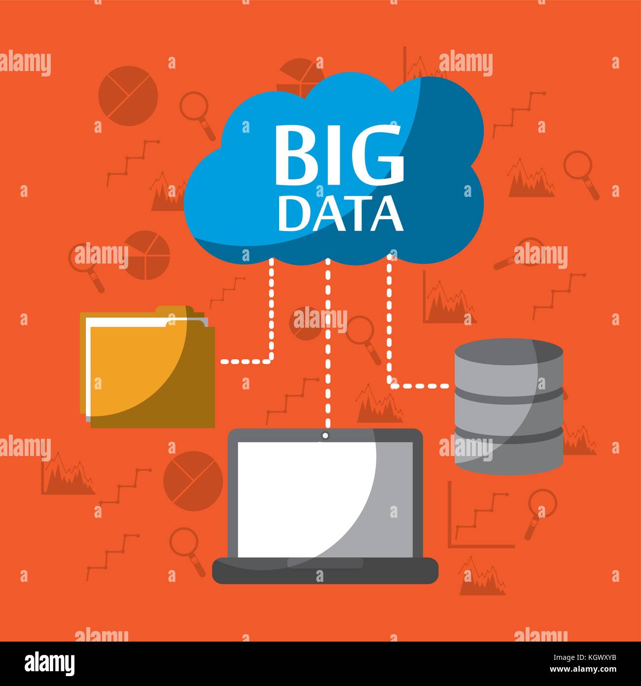 big data computer laptop storage file folder cloud Stock Vector Image ...