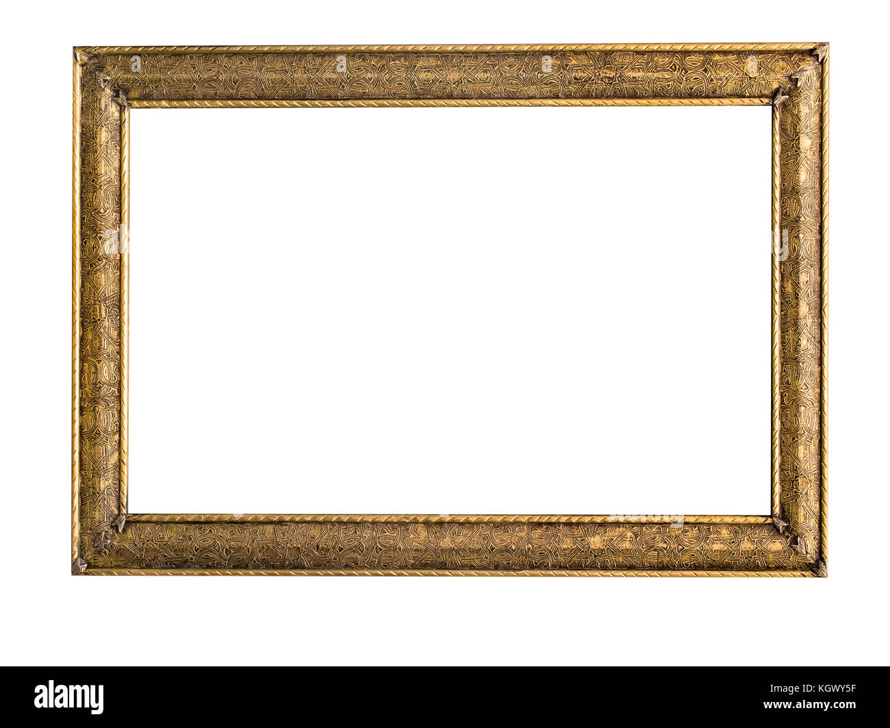 The metal gold frame on the white background Stock Photo Alamy