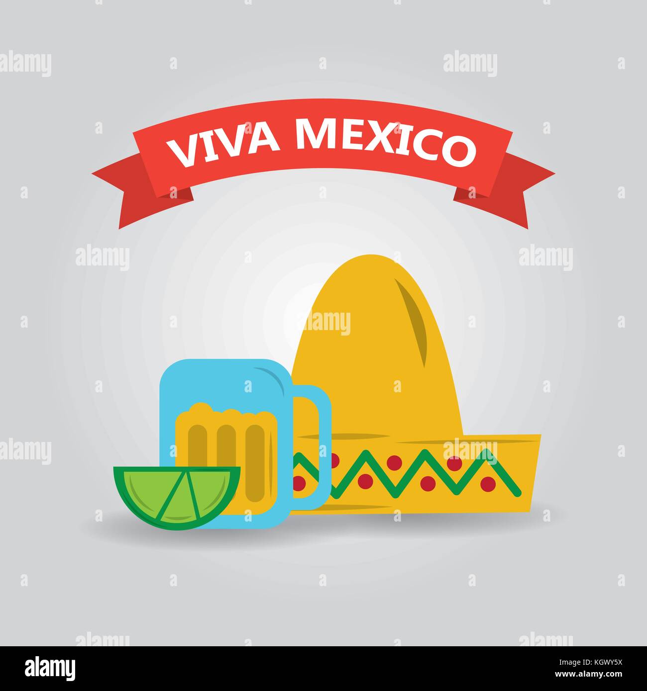 viva mexico hat and glass tequila and lemon banner Stock Vector Image ...