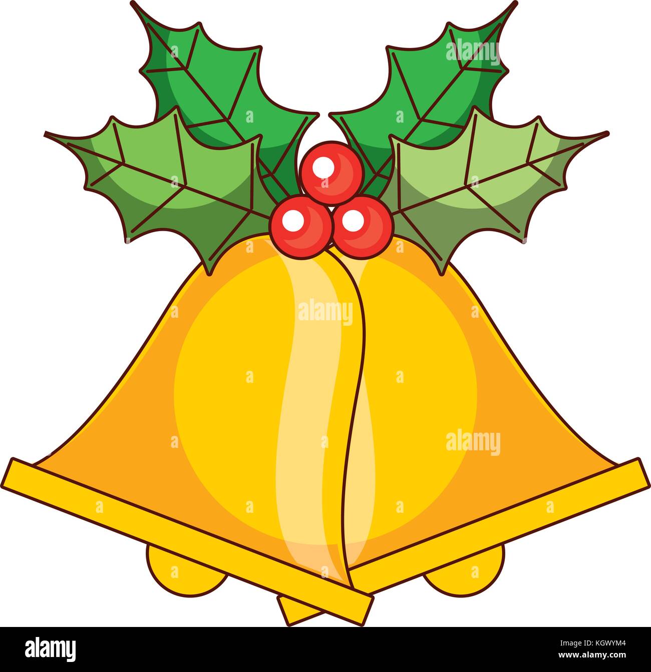 merry christmas bells holly berry decoration beauty Stock Vector Image ...