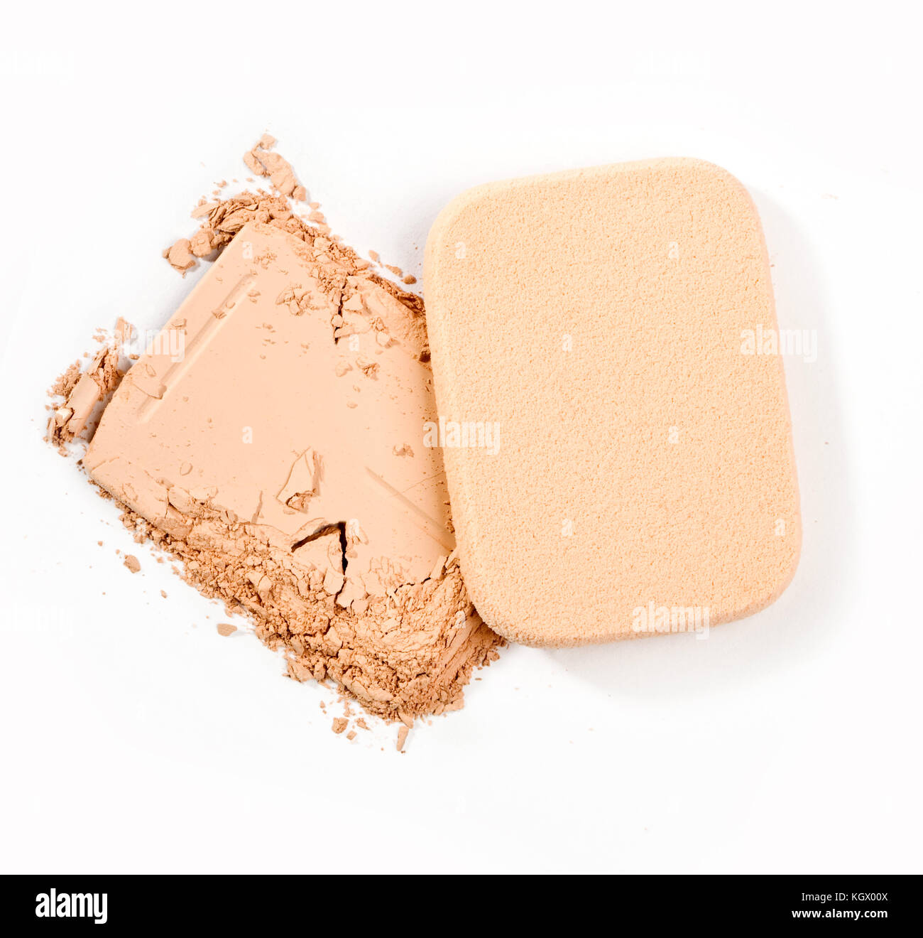 powder and cosmetic sponges on white background Stock Photo - Alamy