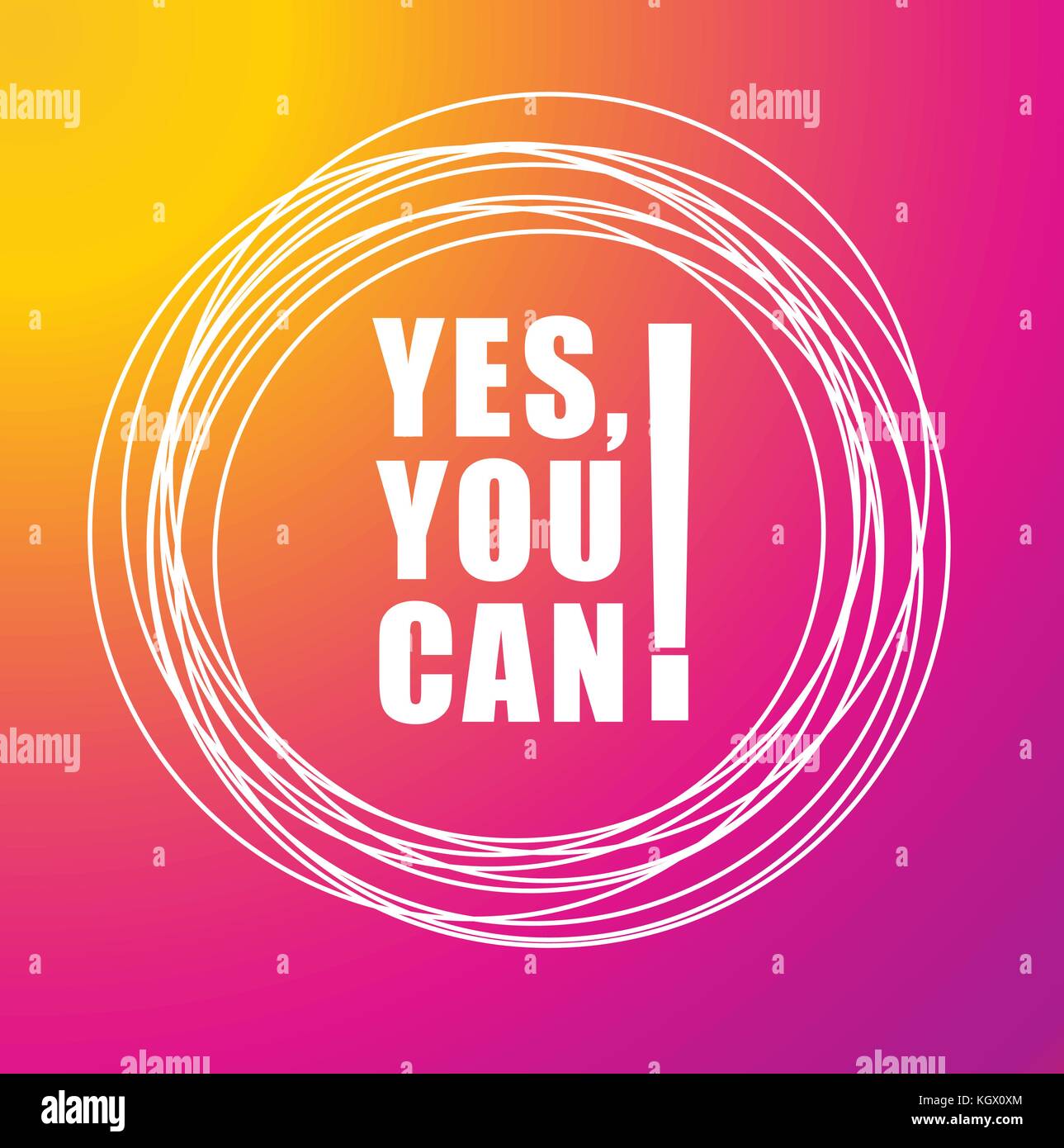 Yes You Can Text On Color Background Motivational Quotes Stock Vector Image Art Alamy