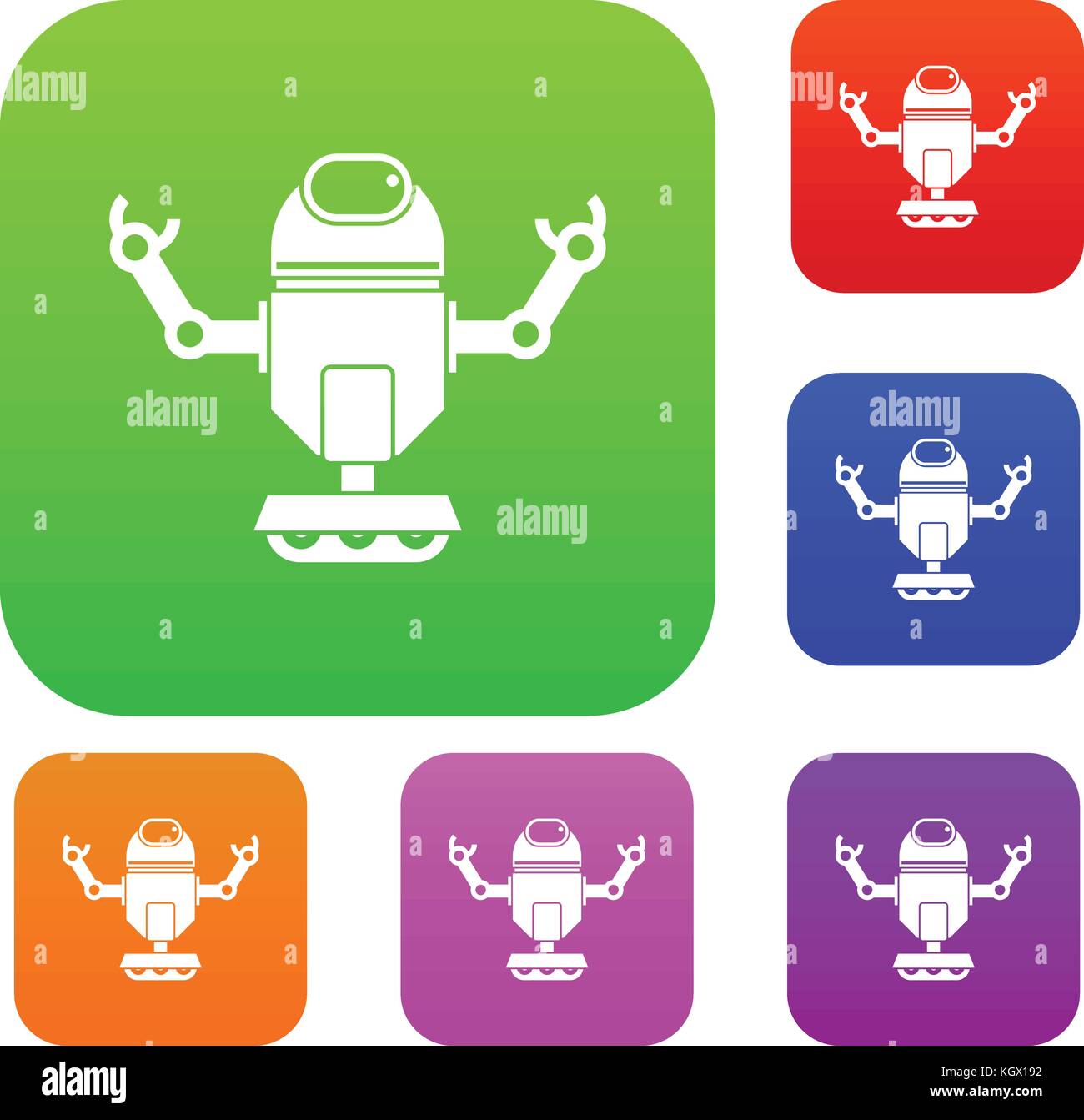 Robot on wheels set color collection Stock Vector Image & Art - Alamy