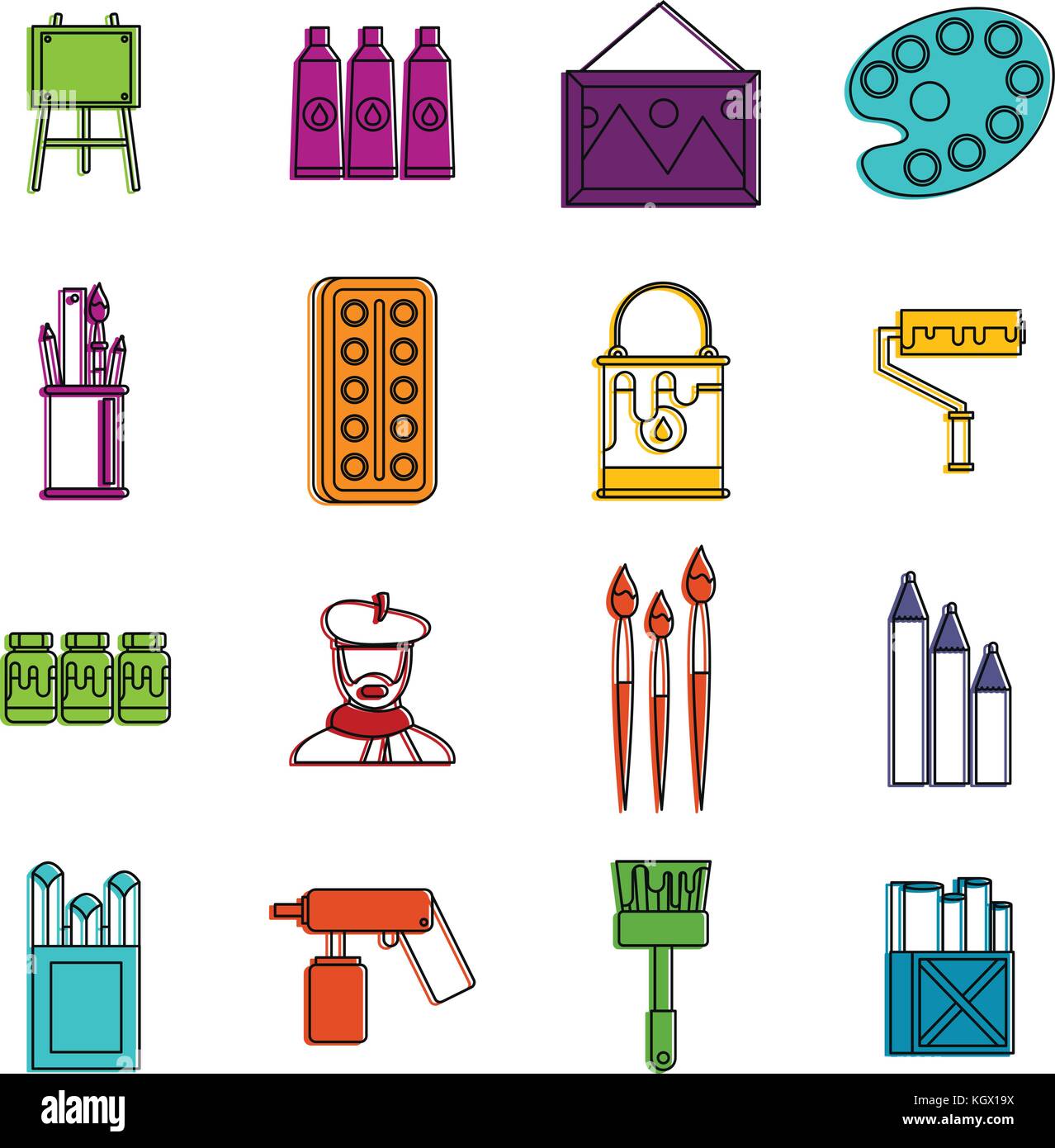 Painting icons doodle set Stock Vector Image & Art - Alamy