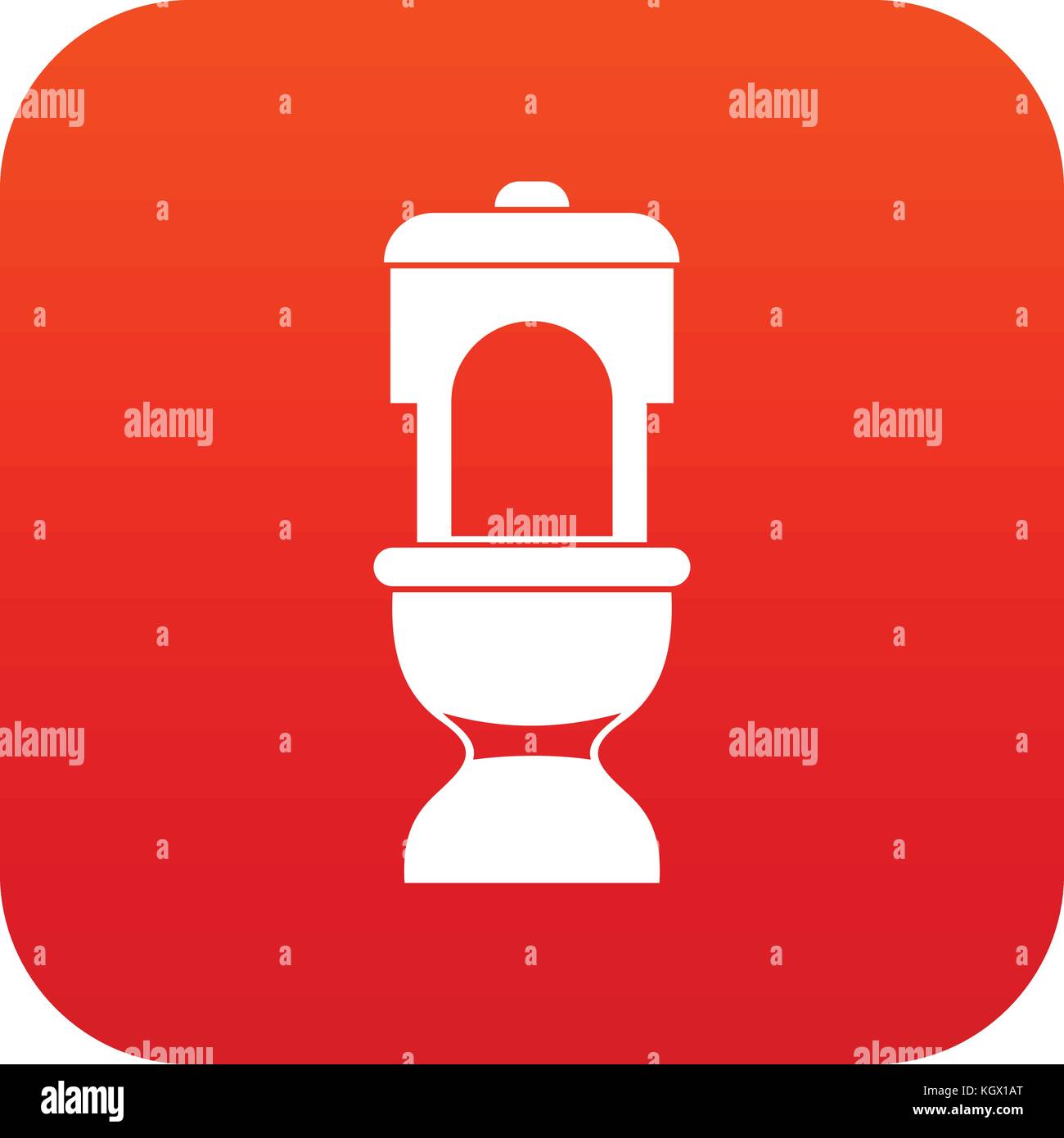 Toilet bowl icon digital red Stock Vector