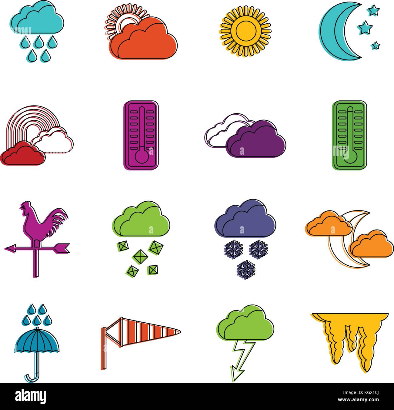 Weather icons doodle set Stock Vector Image & Art - Alamy