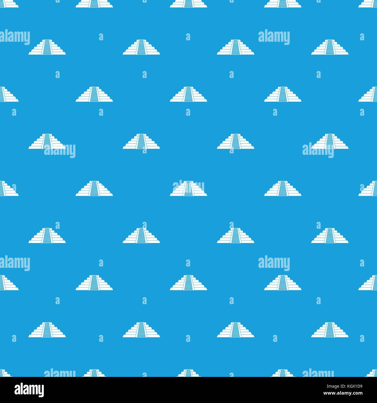 Ziggurat in Chichen Itza pattern seamless blue Stock Vector