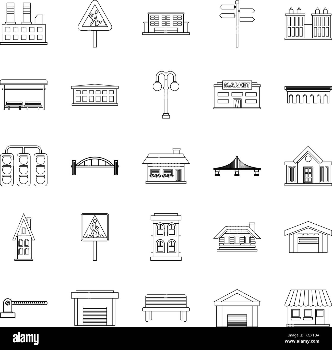 City architecture icons set, outline style Stock Vector Image & Art - Alamy