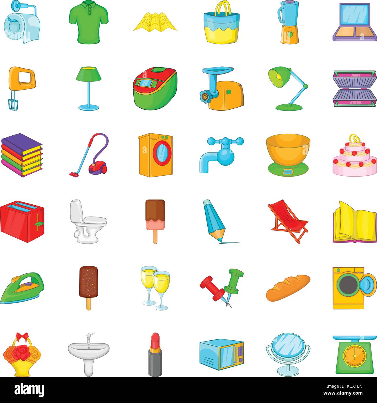 Bathroom icons set, cartoon style Stock Vector Image & Art - Alamy