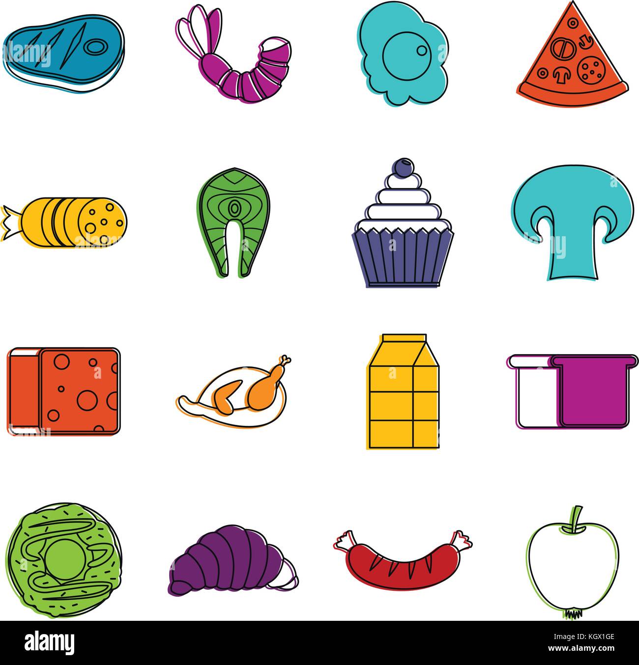 Food icons doodle set Stock Vector Image & Art - Alamy