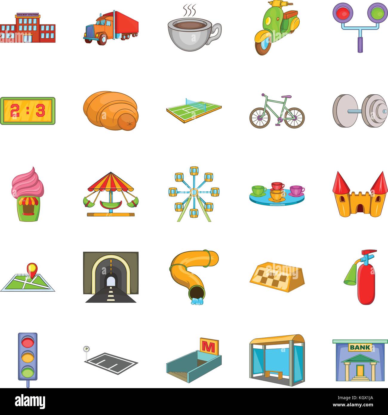 Infrastructure icons set, cartoon style Stock Vector Image & Art - Alamy