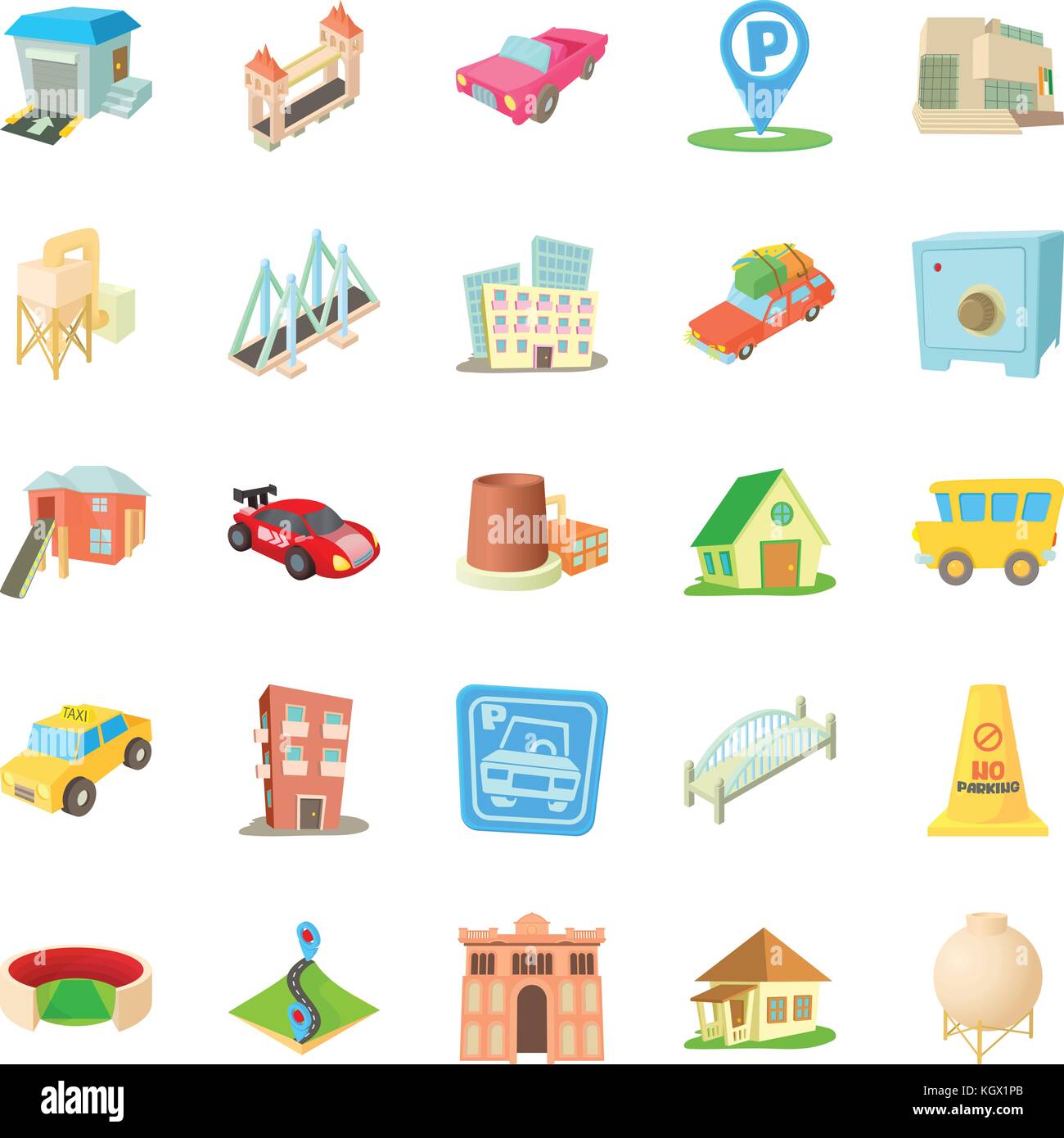 Vast city icons set, cartoon style Stock Vector Image & Art - Alamy