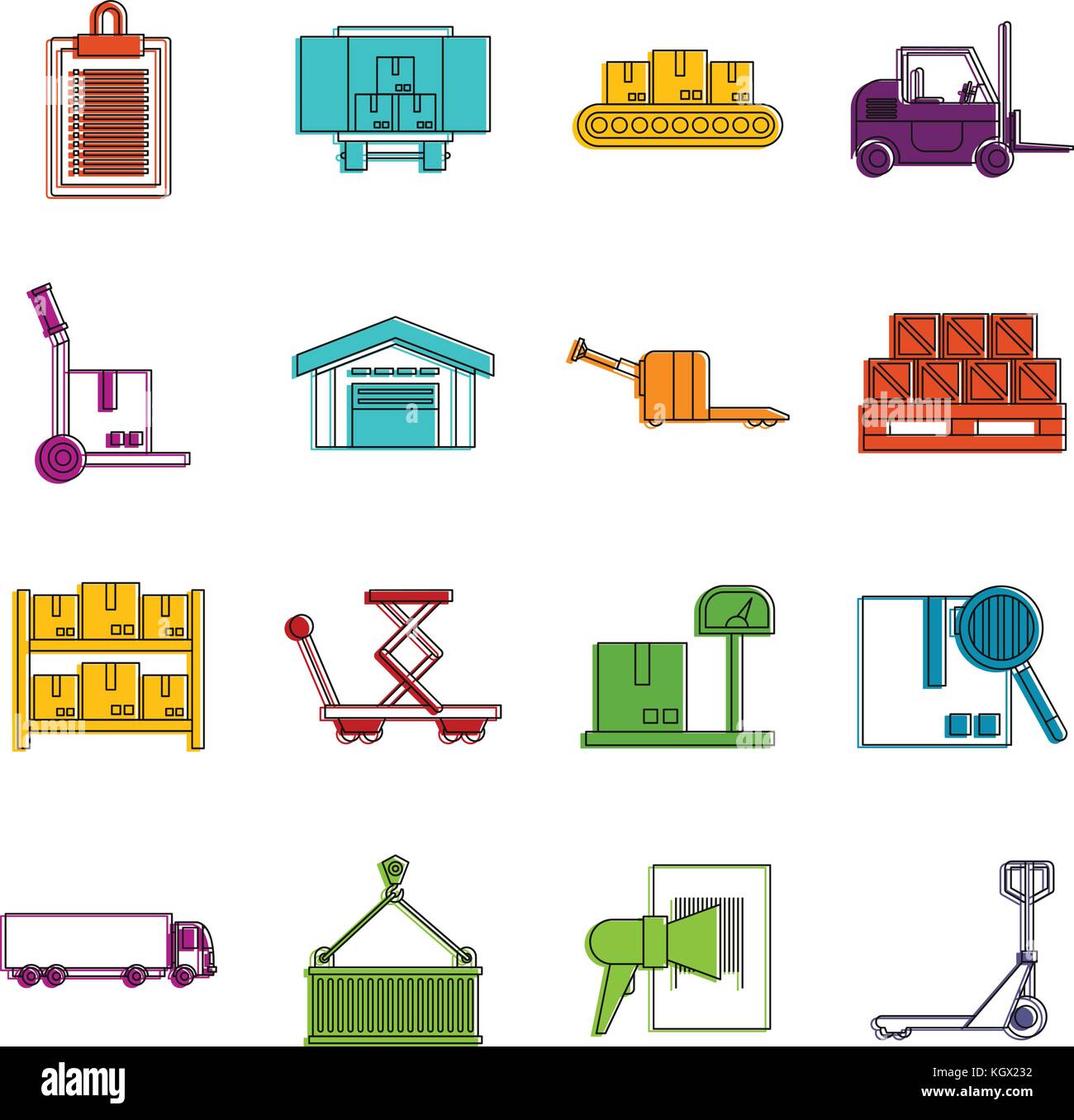 Logistic icons doodle set Stock Vector Image & Art - Alamy