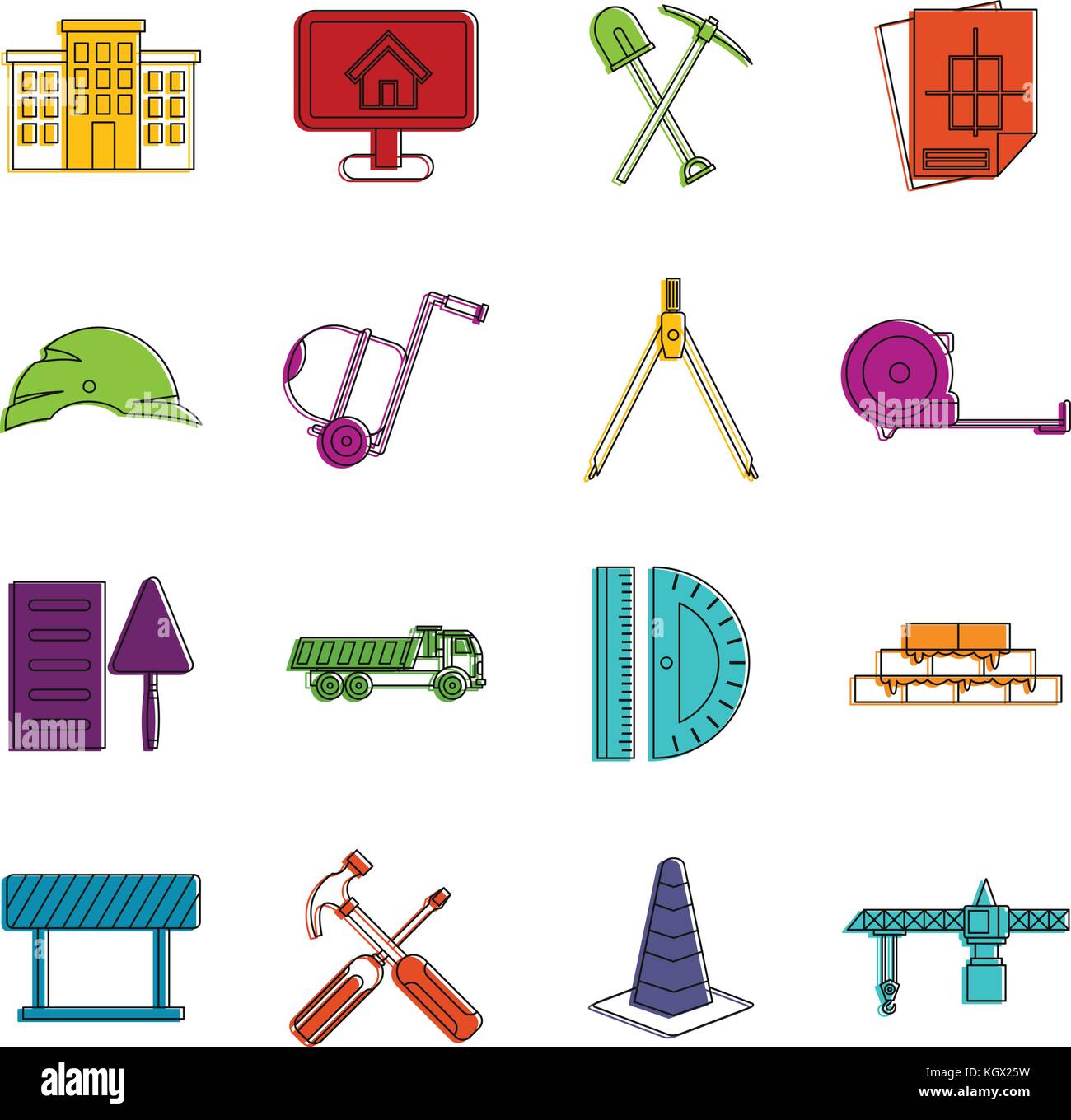 Construction icons doodle set Stock Vector Image & Art - Alamy