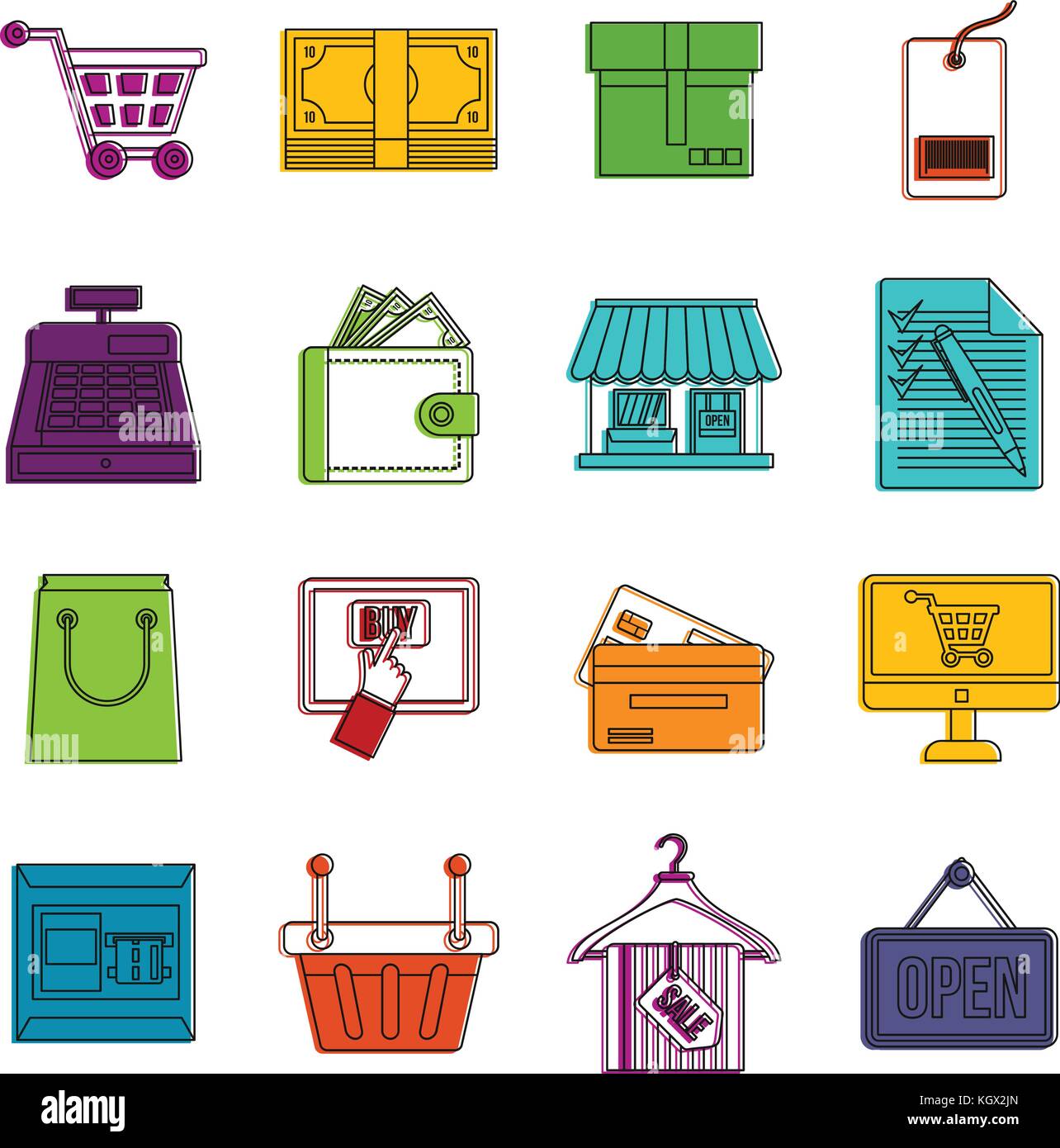 Shopping icons doodle set Stock Vector Image & Art - Alamy