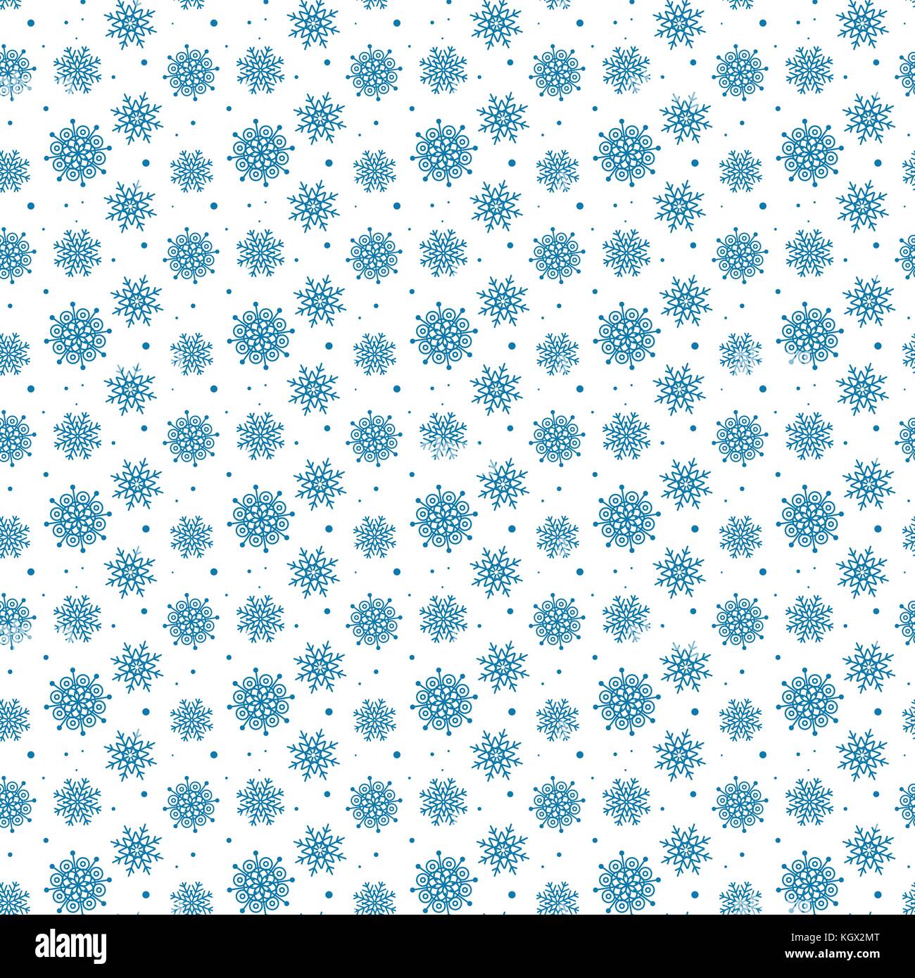 Seamless blue pattern of many snowflakes on white background. Christmas ...