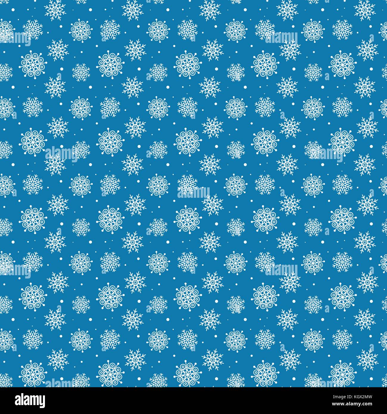 Seamless pattern of many white snowflakes on blue background. Christmas ...