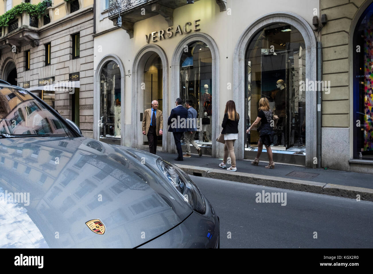 Italy,Milan,Via Montenapoleone,Versace Stock Photo