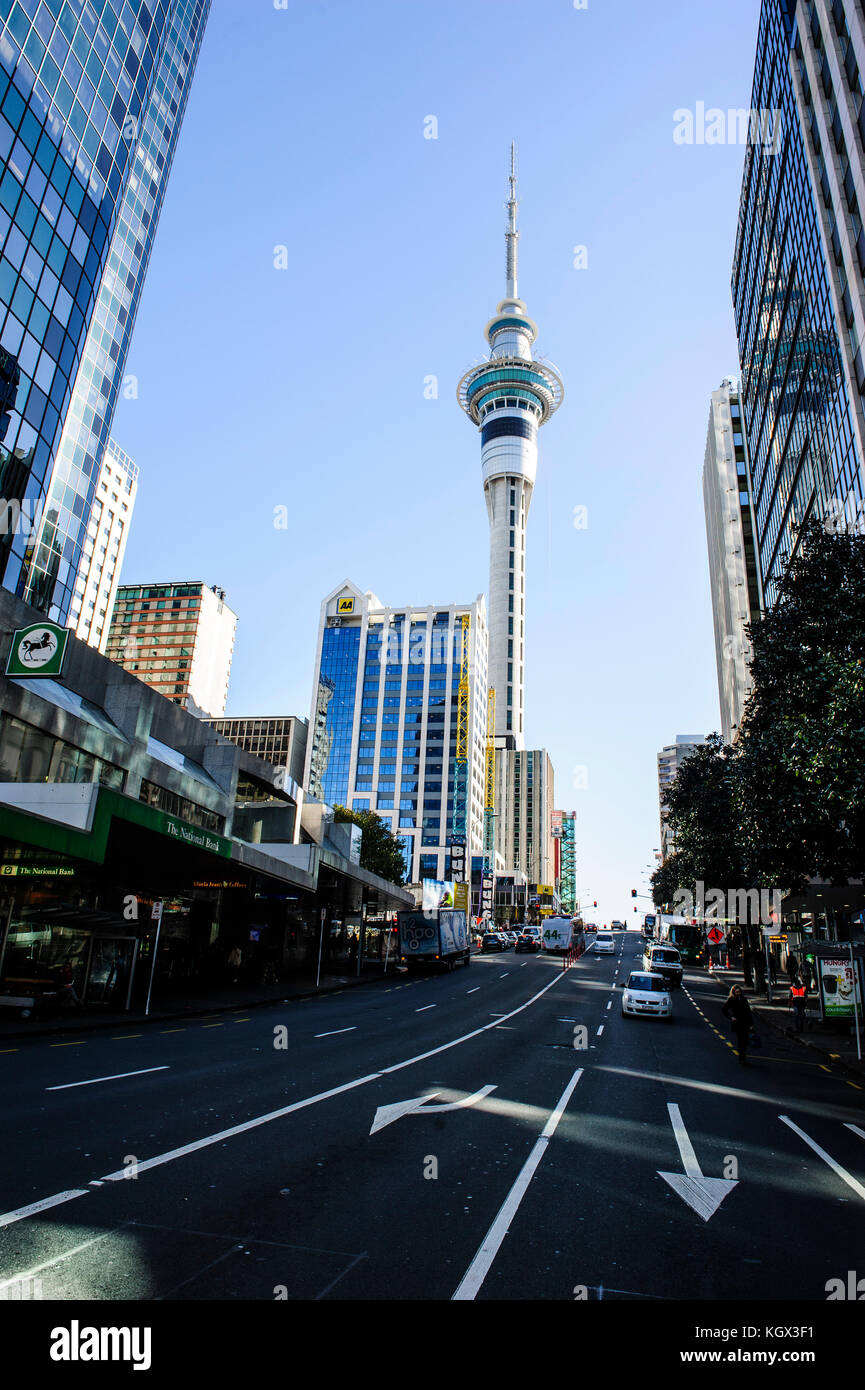 Downtown Auckland with its high rise buildings, New Zealand Stock Photo