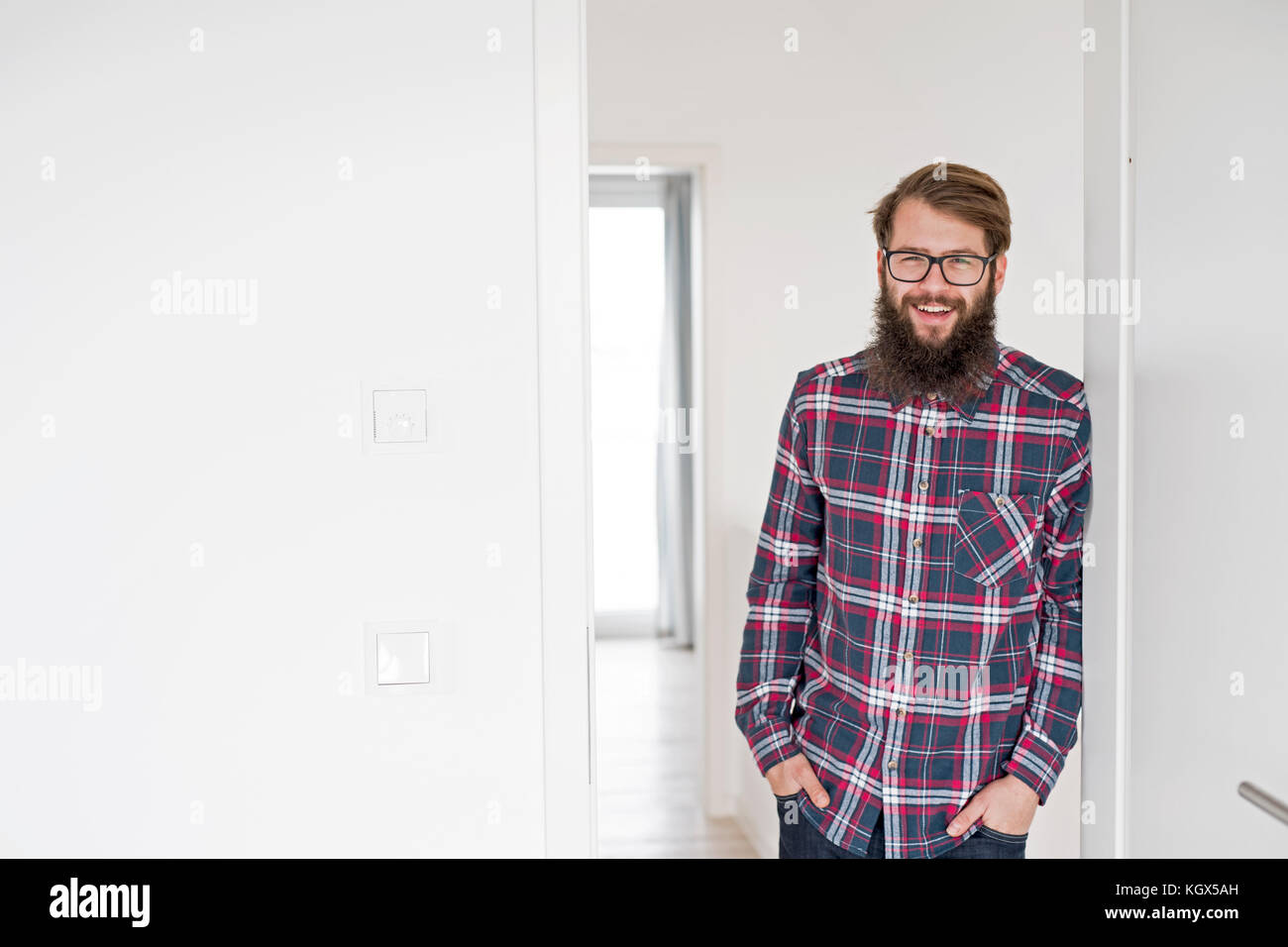 hipster man with beard and glasses Stock Photo