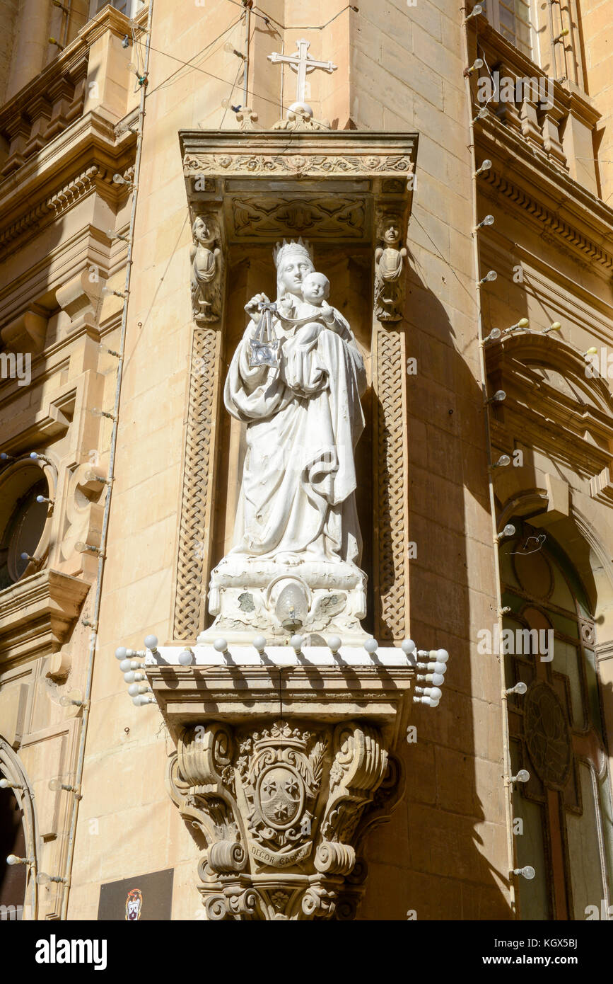 Staue of Maria at La Valletta on Malta Stock Photo