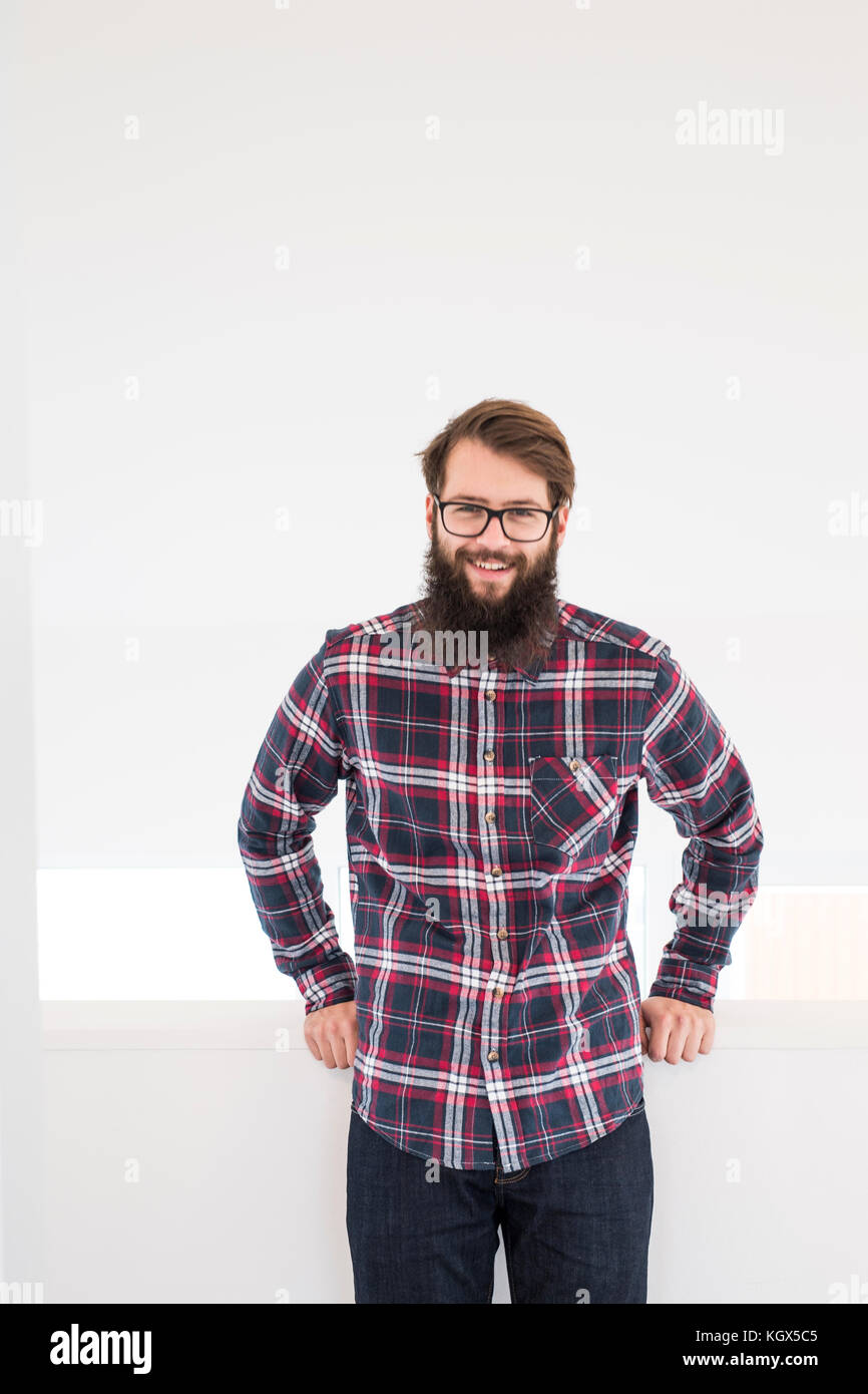 hipster man with beard and glasses Stock Photo