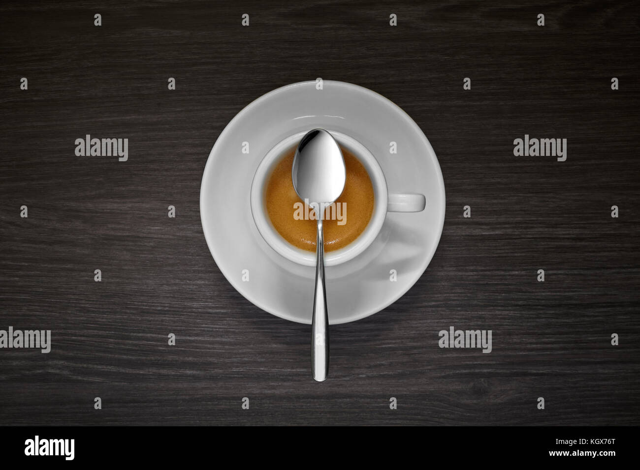 espresso with balanced spoon Stock Photo Alamy