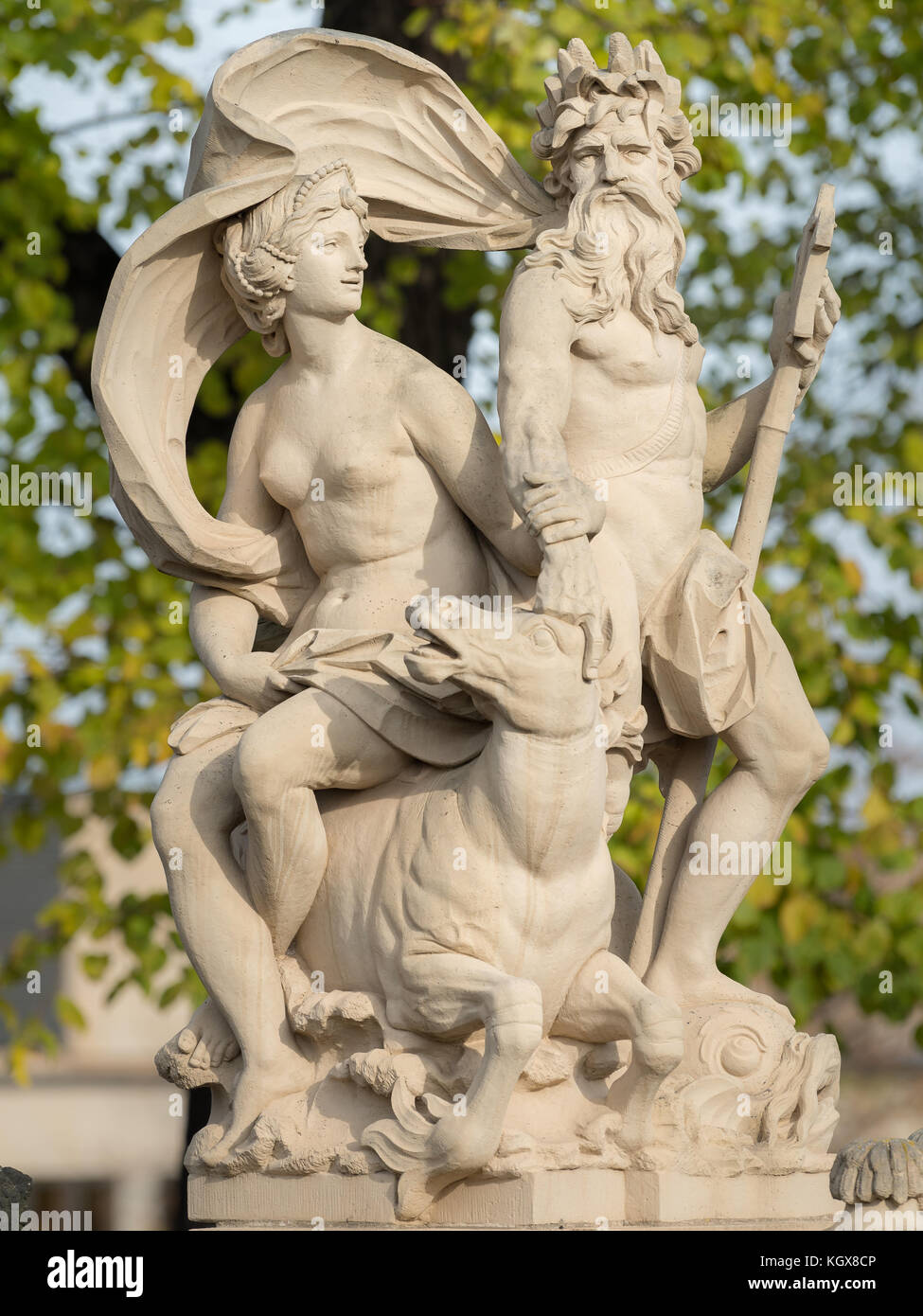 Statue in park of Zwinger in Dresden Germany in autumn Stock Photo