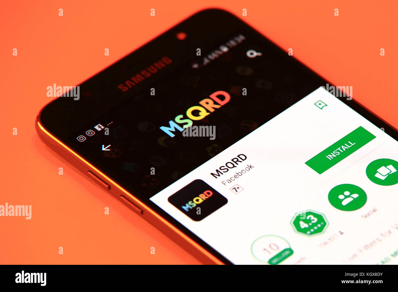 New York, USA October 29, 2017 MSQRD application in Play Store