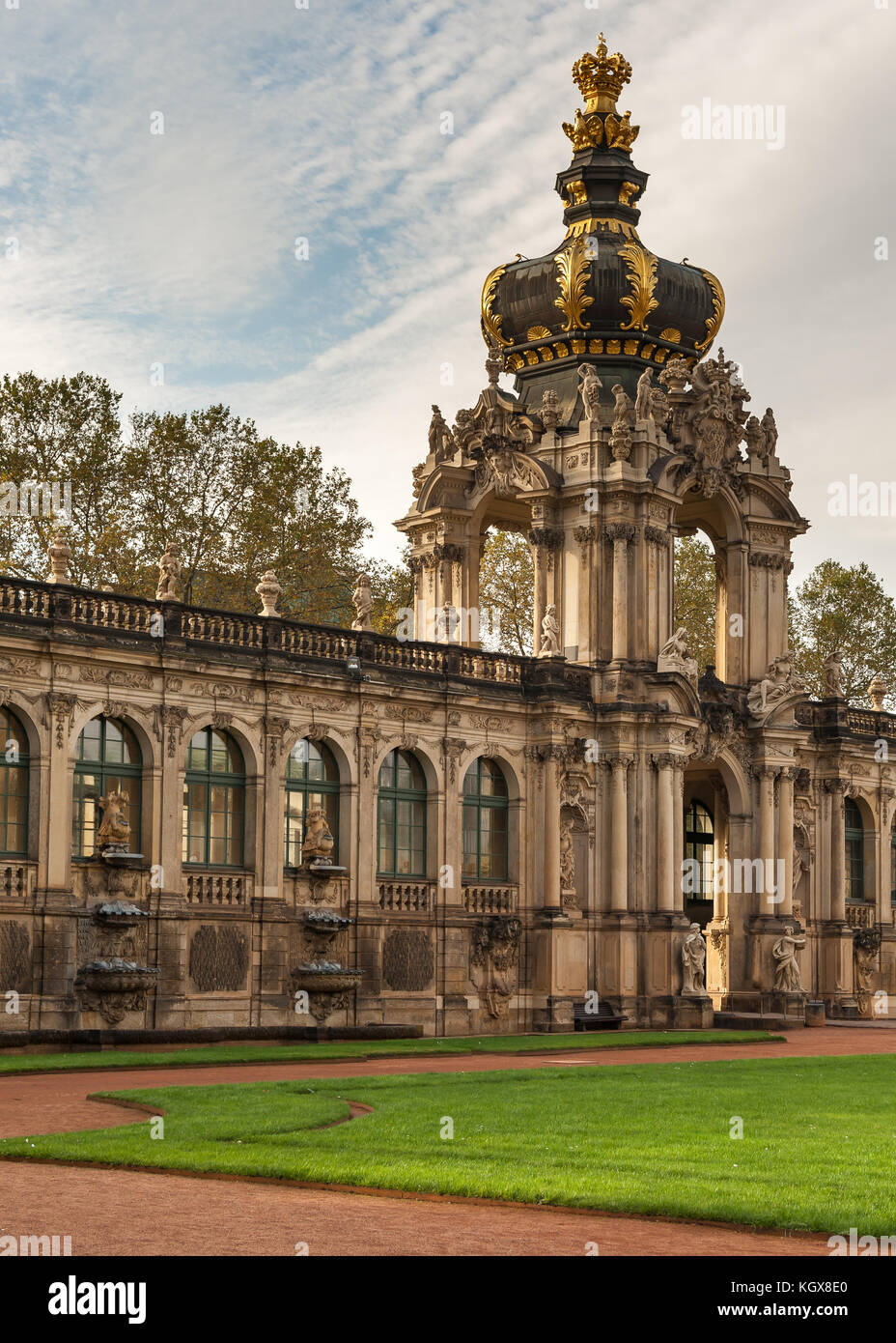 Kronentor of Zwinger in Dresden Germany in autumn cloudy sky Stock Photo