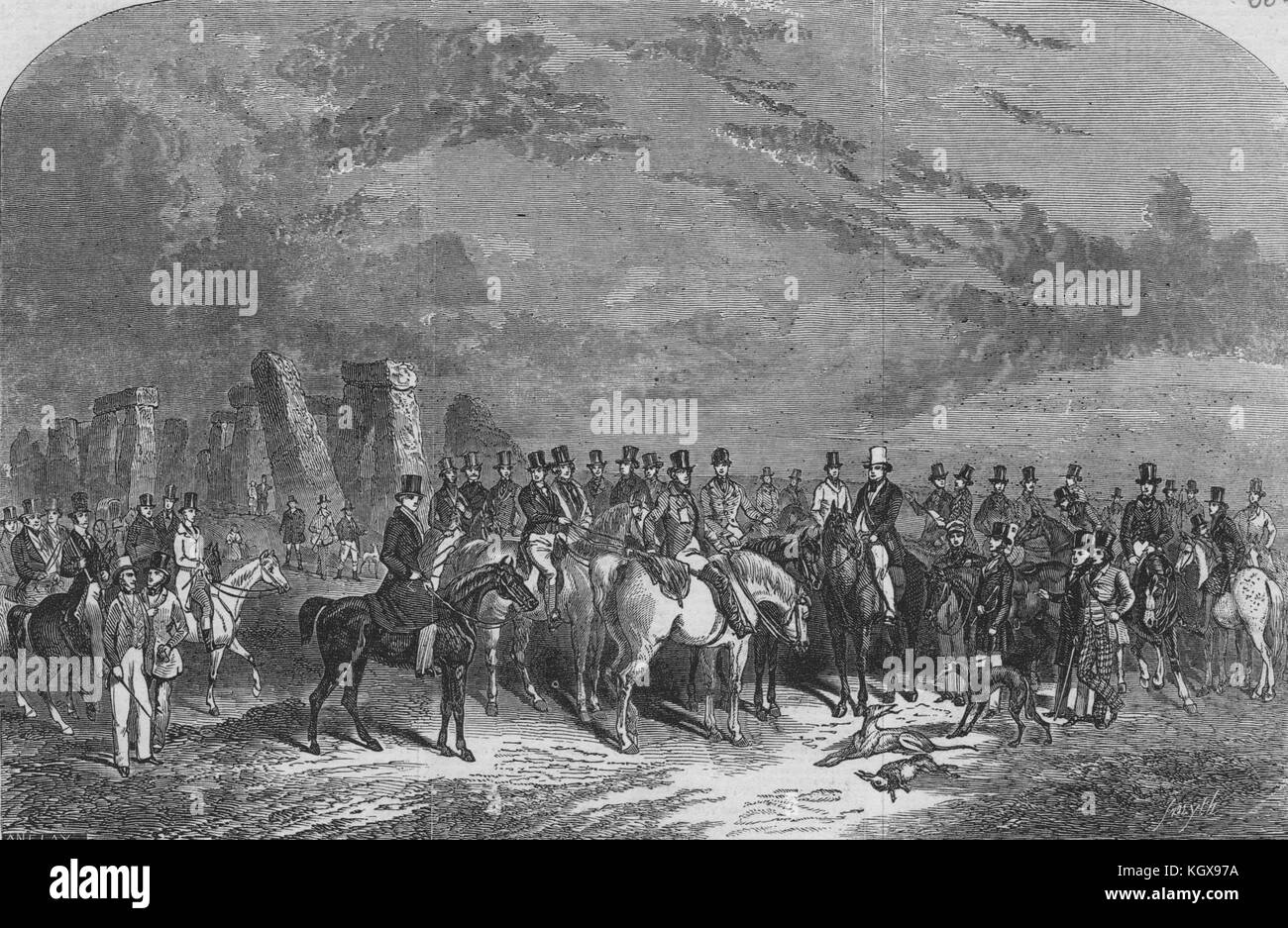 The Amesbury Coursing Meeting prize picture. Wiltshire 1847. The Illustrated London News Stock Photo